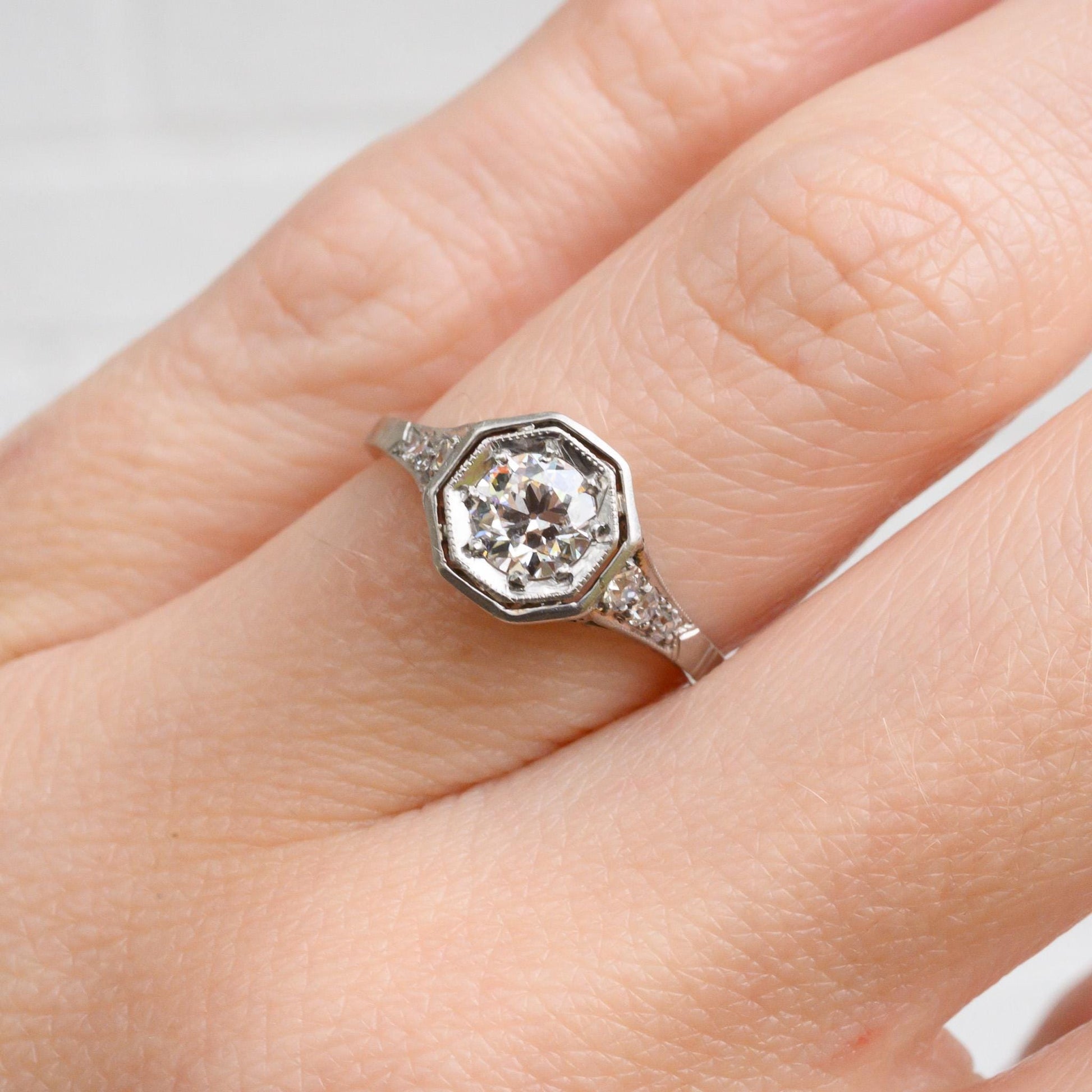 Vintage 1940s Platinum Diamond Engagement Ring