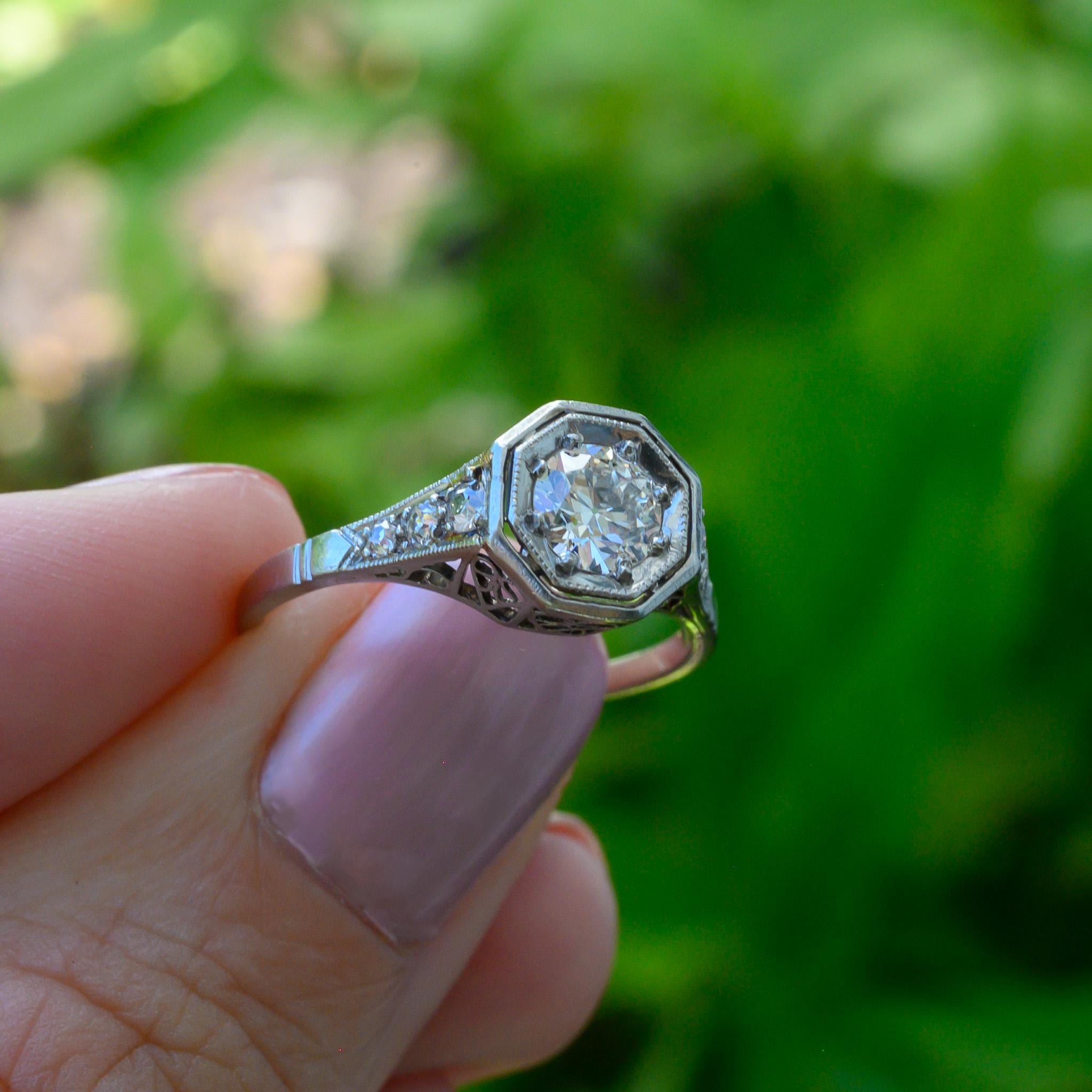 Vintage 1940s Platinum Diamond Engagement Ring