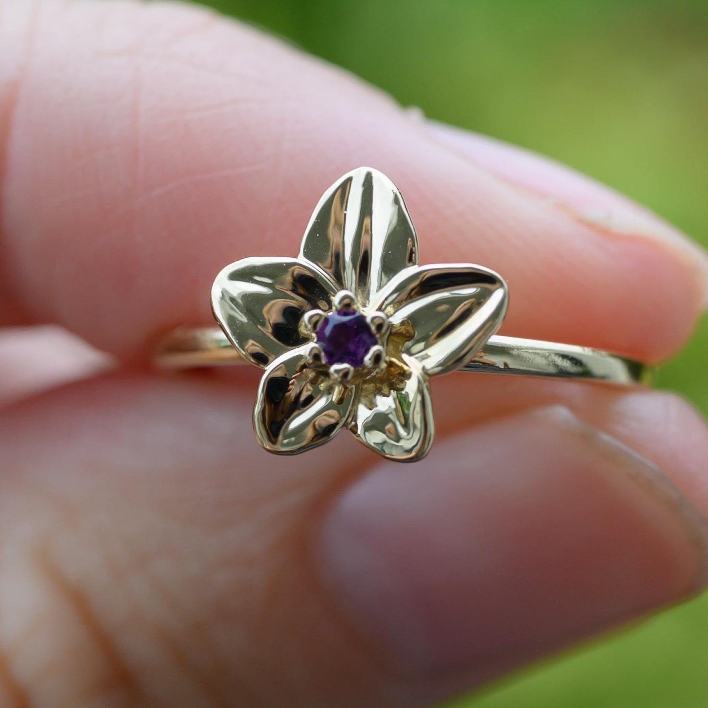 Amethyst Violet Ring, 2mm Birthstone