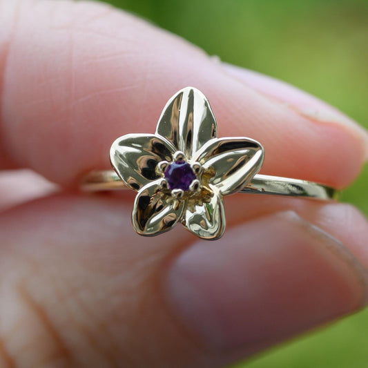 Amethyst Violet Ring, 2mm Birthstone