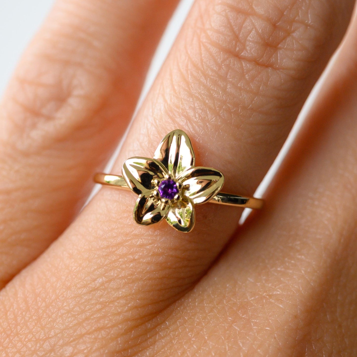 Amethyst Violet Ring, 2mm Birthstone