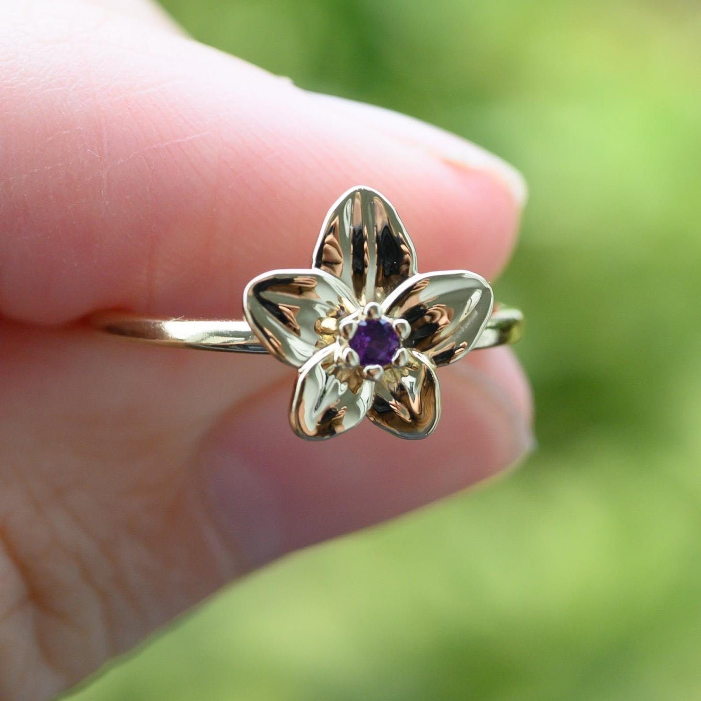 Amethyst Violet Ring, 2mm Birthstone