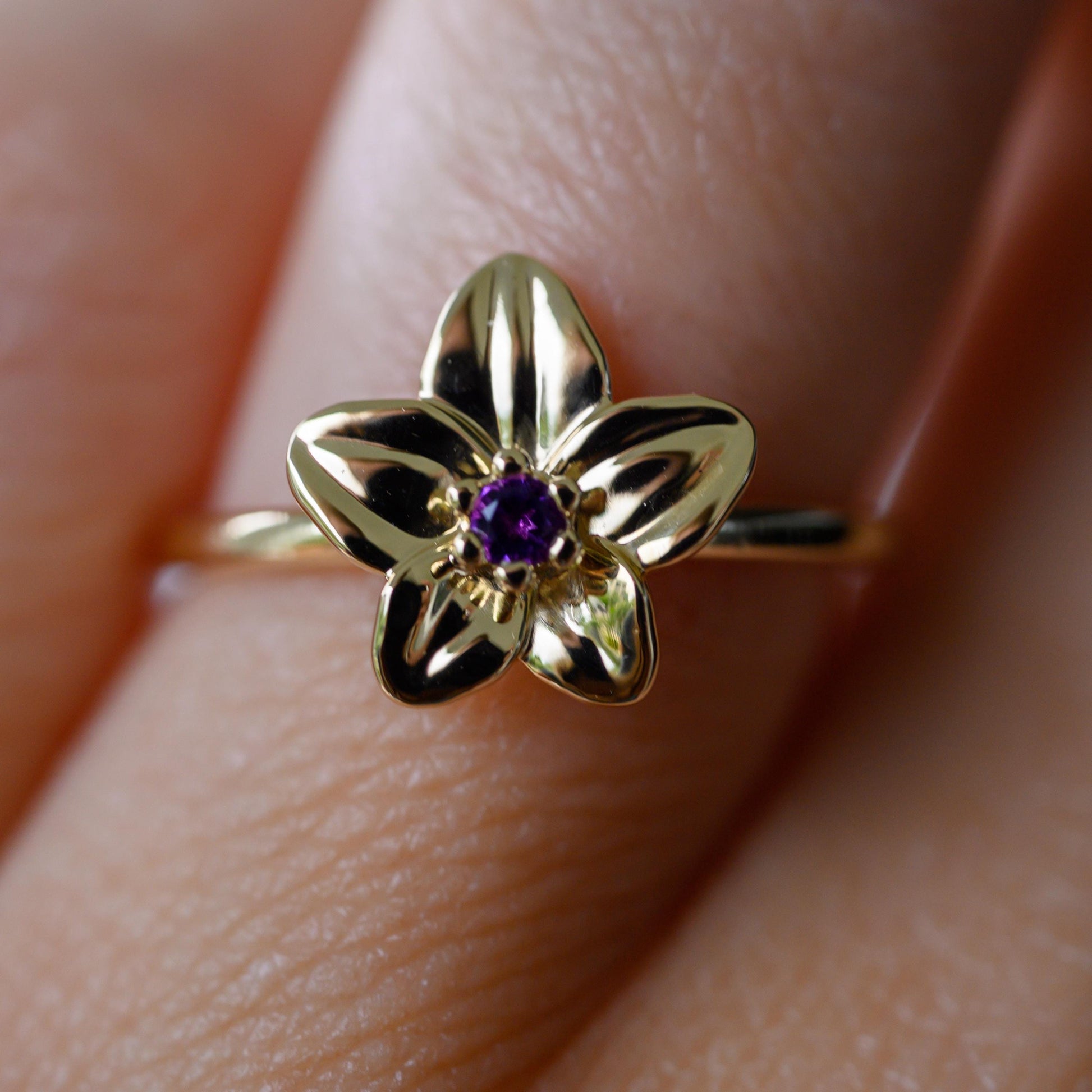 Amethyst Violet Ring, 2mm Birthstone