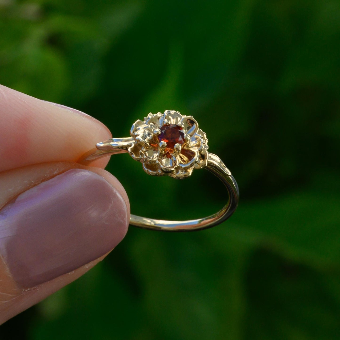 Solid Gold Carnation Flower Ring