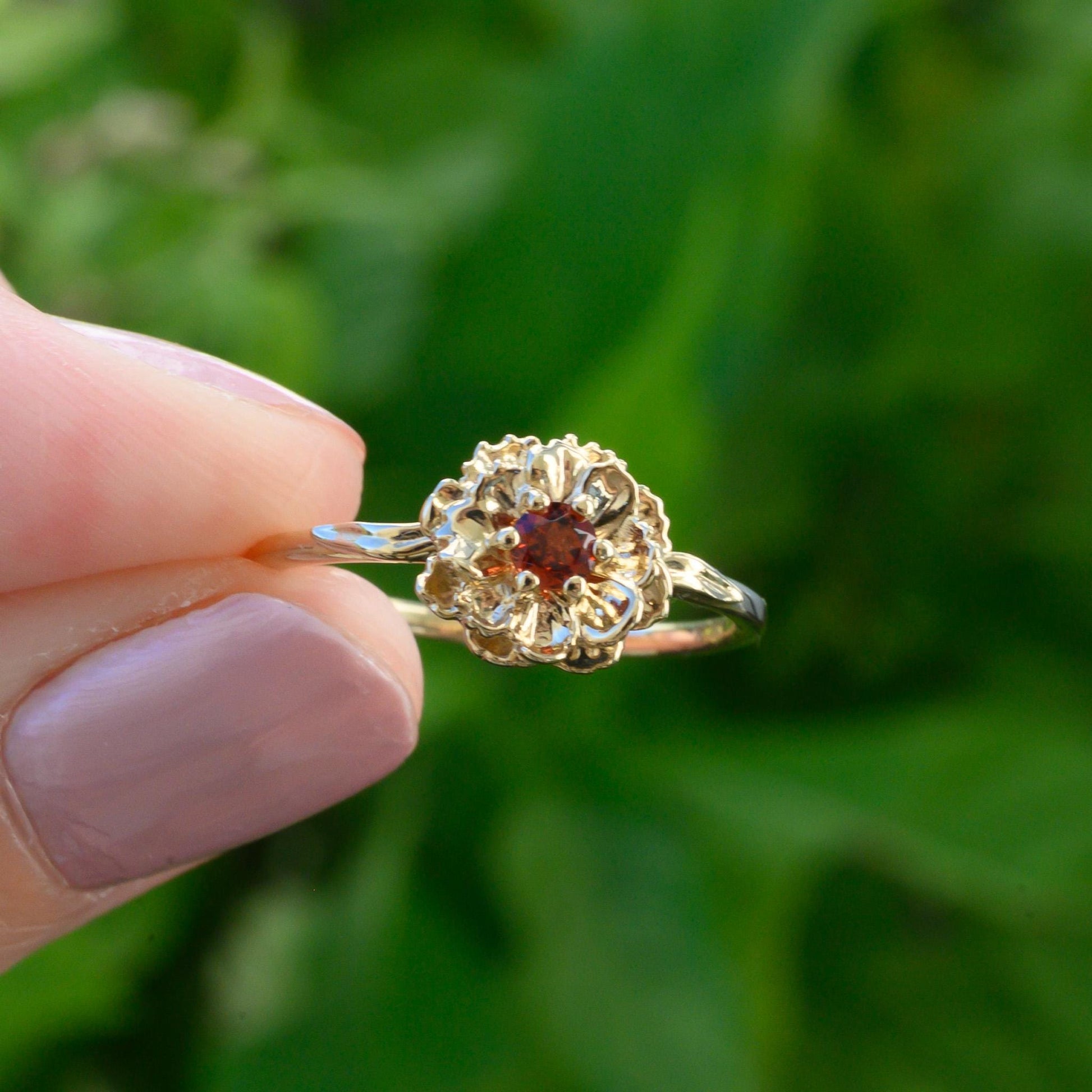 Solid Gold Carnation Flower Ring
