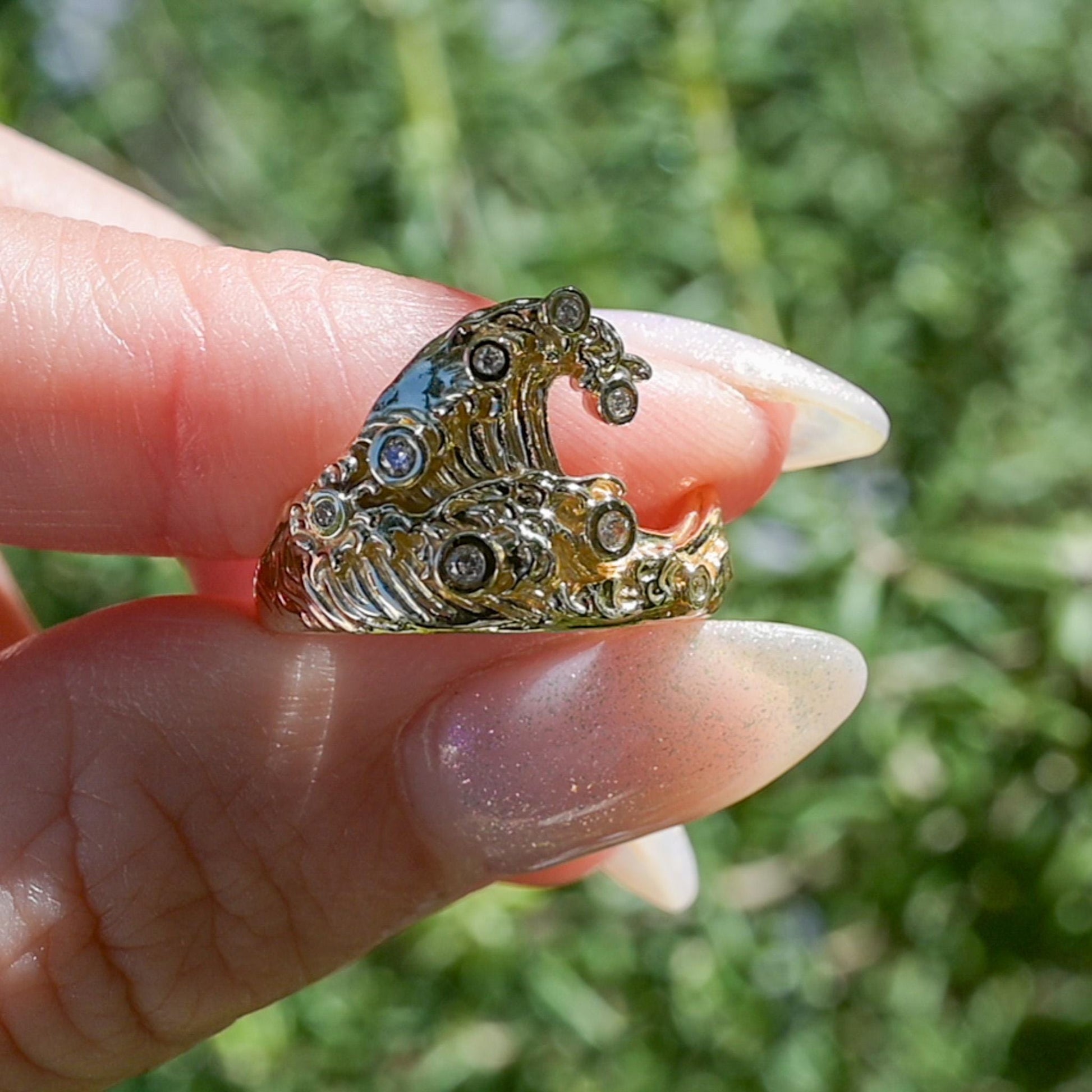 Diamond Ocean Wave Ring