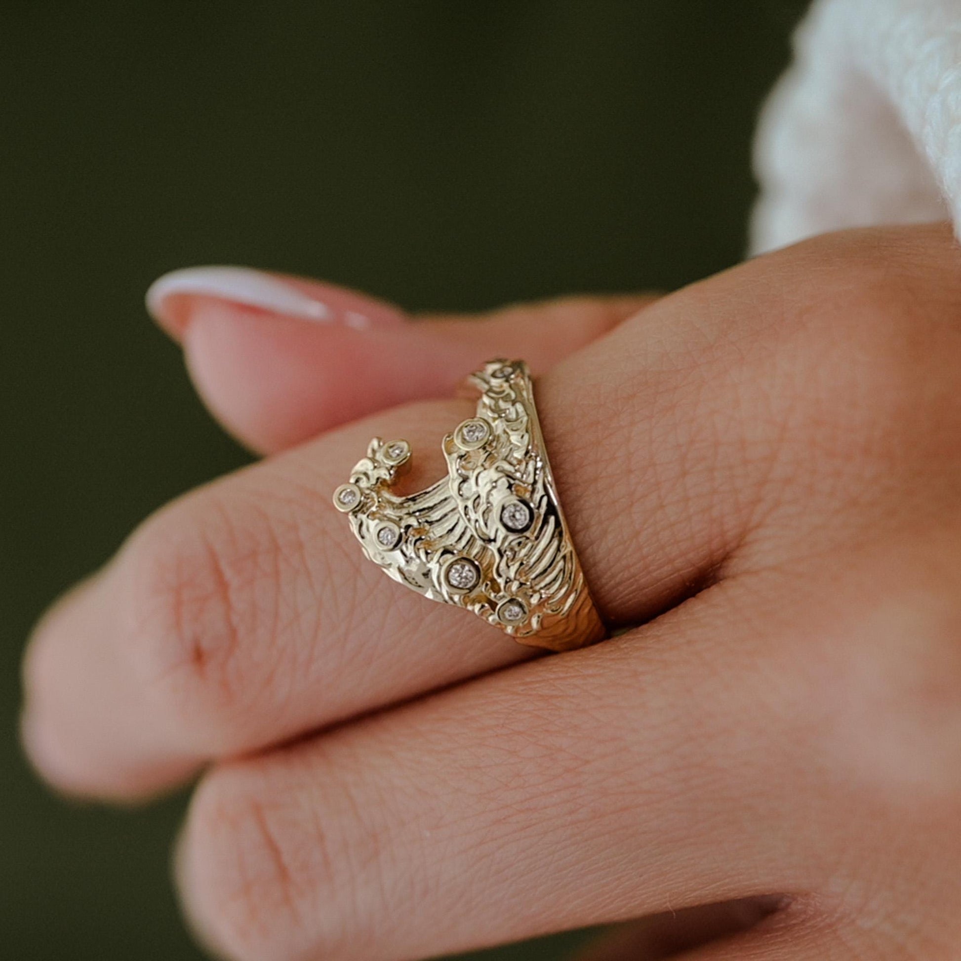 Diamond Ocean Wave Ring