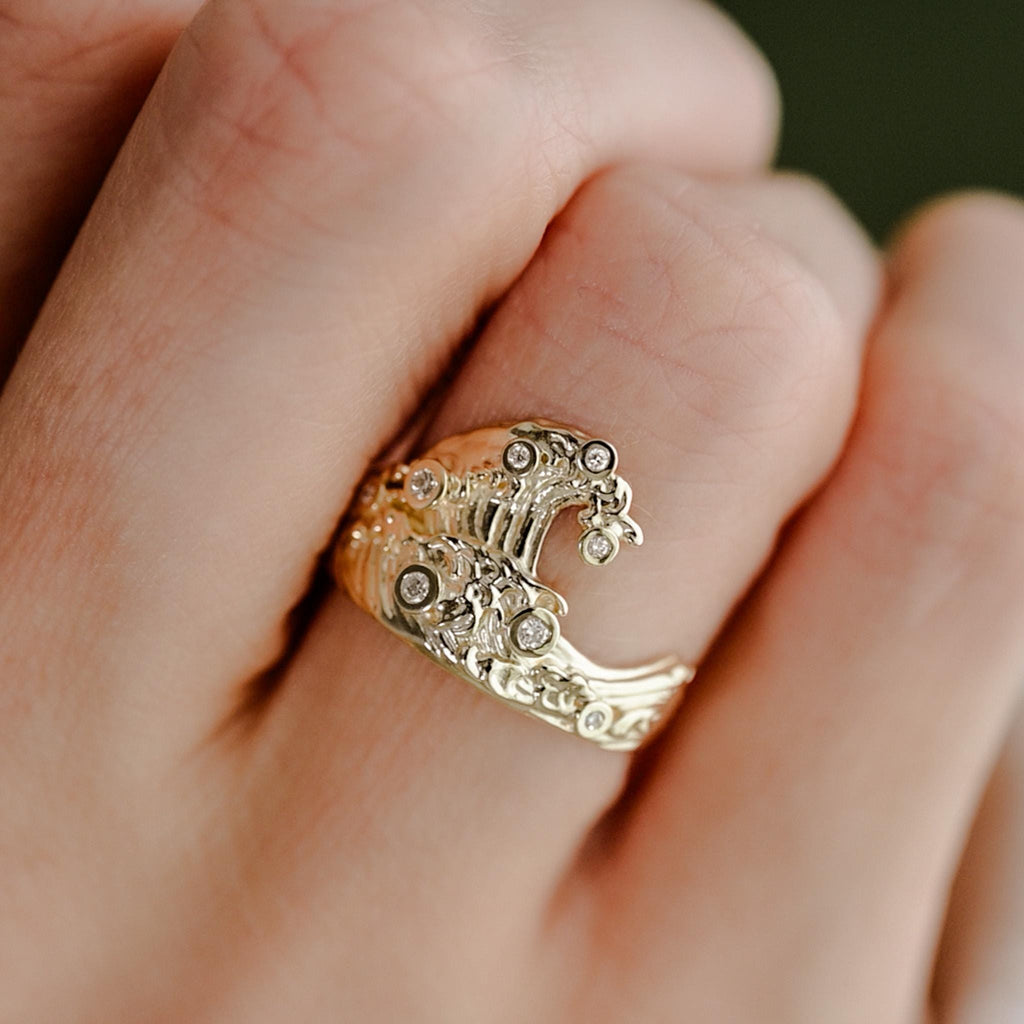 Diamond Ocean Wave ring