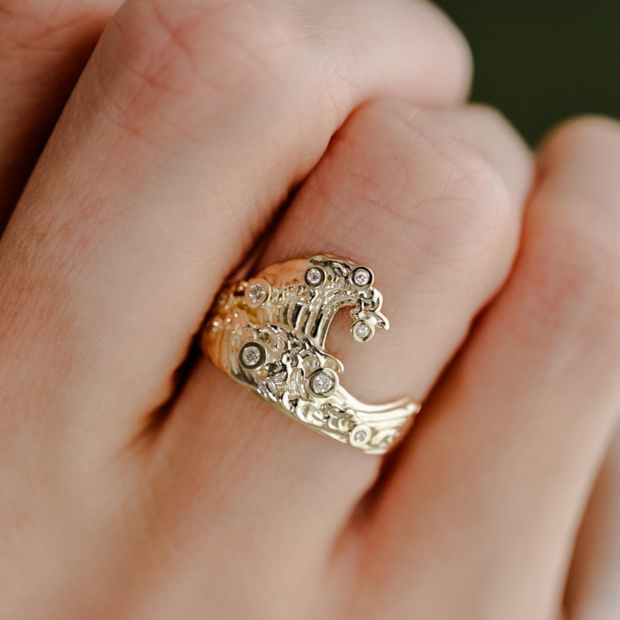 Diamond Ocean Wave ring
