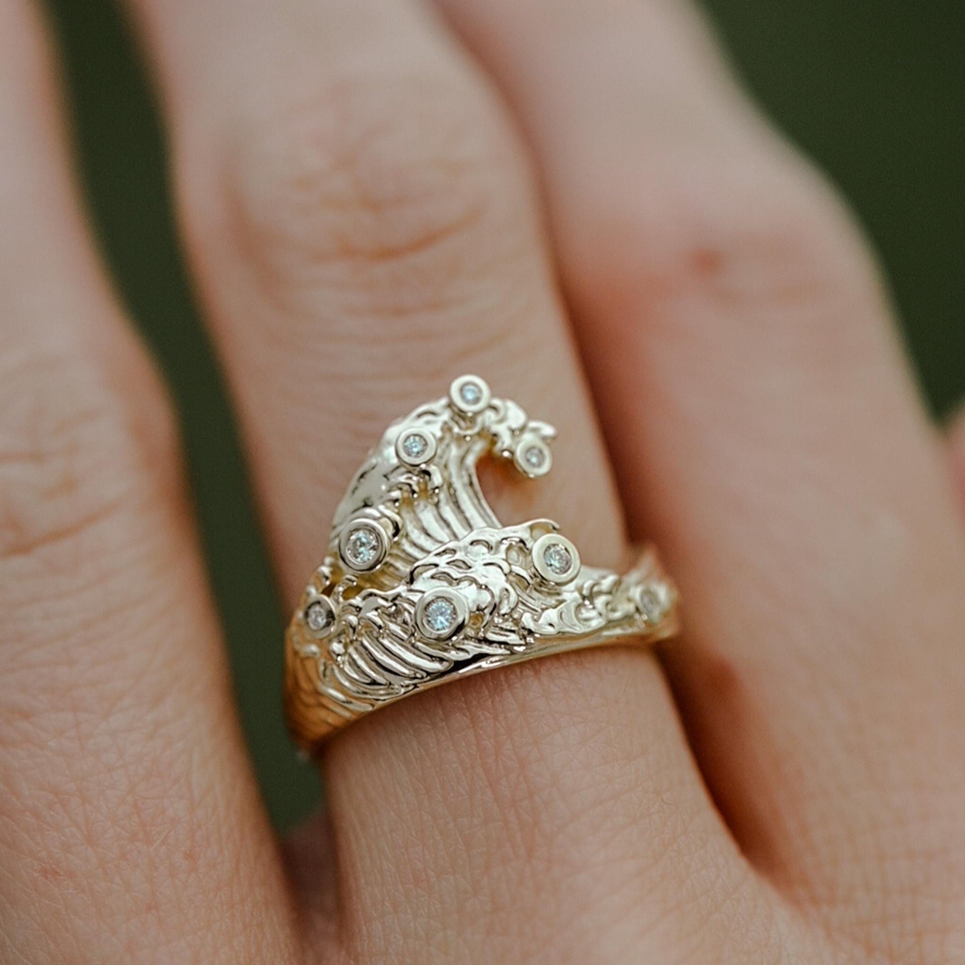 Diamond Ocean Wave ring