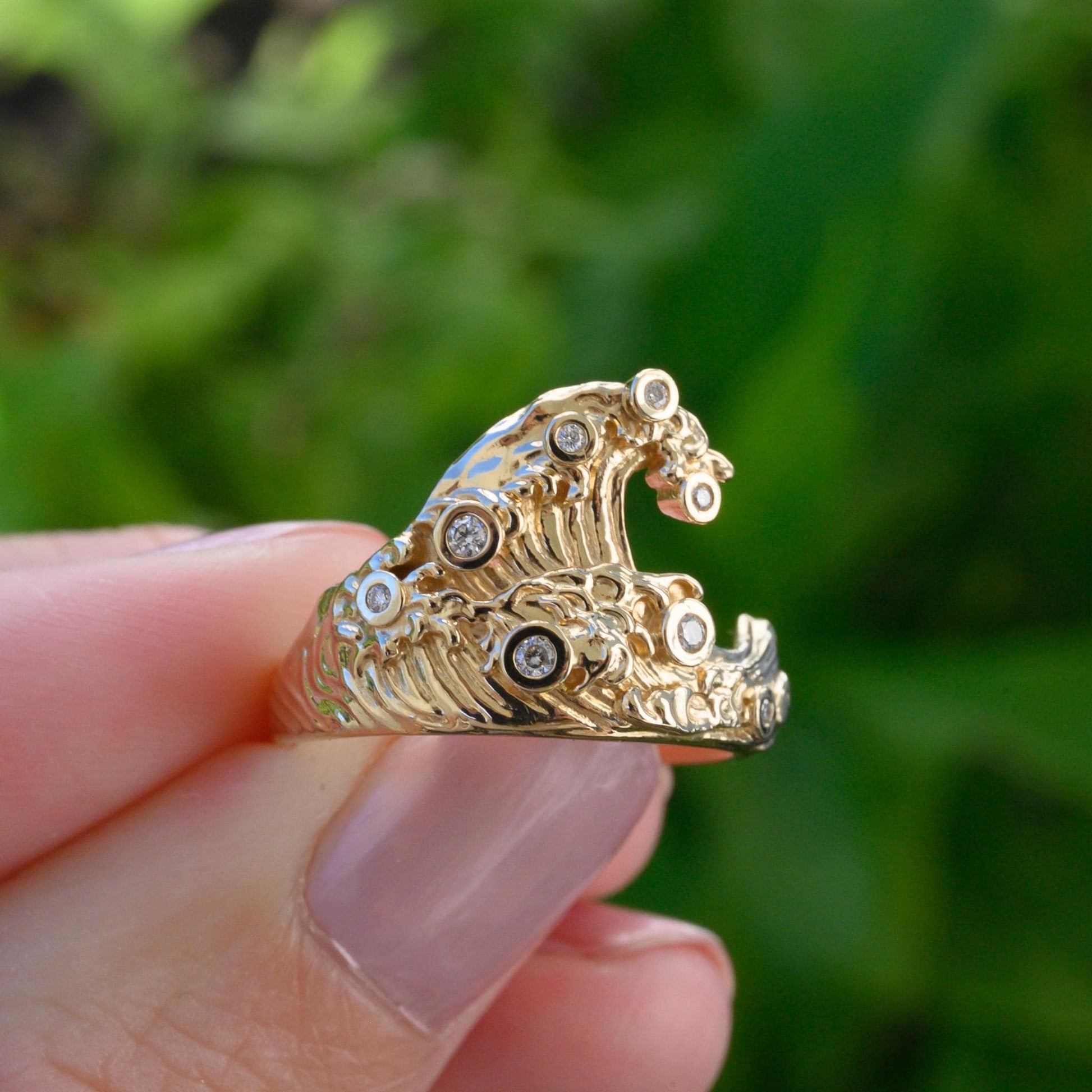 Diamond Ocean Wave ring