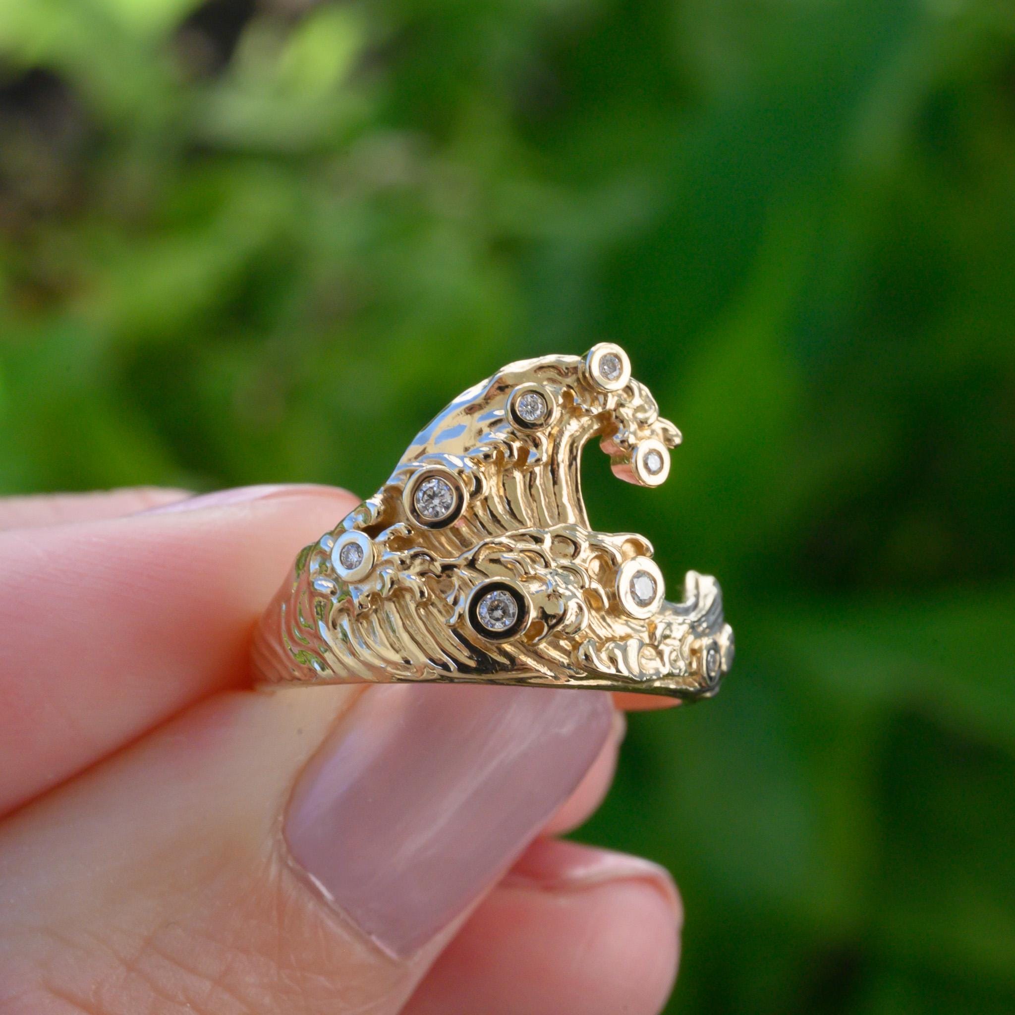 Diamond Ocean Wave ring