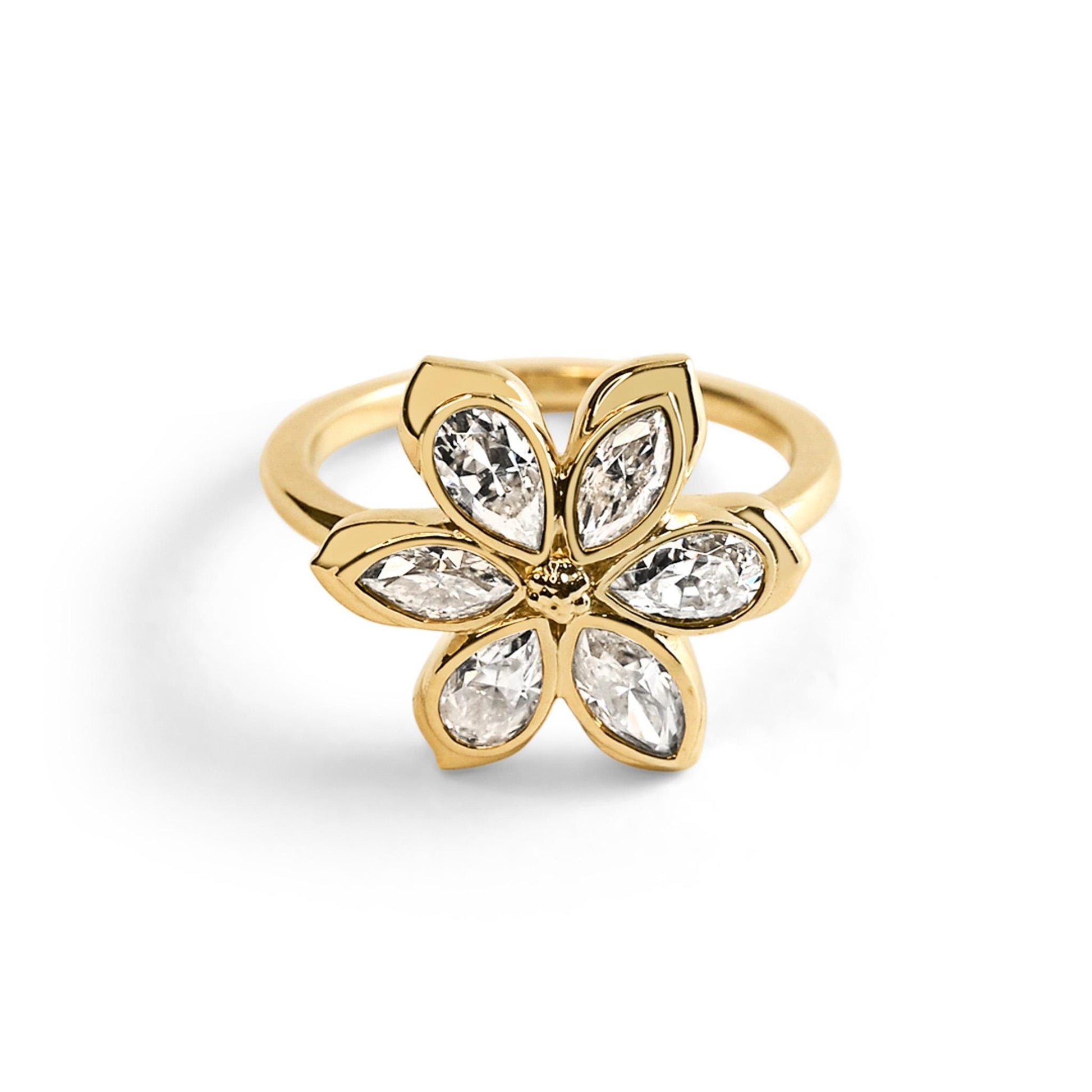 Diamond Daisy Flower Ring