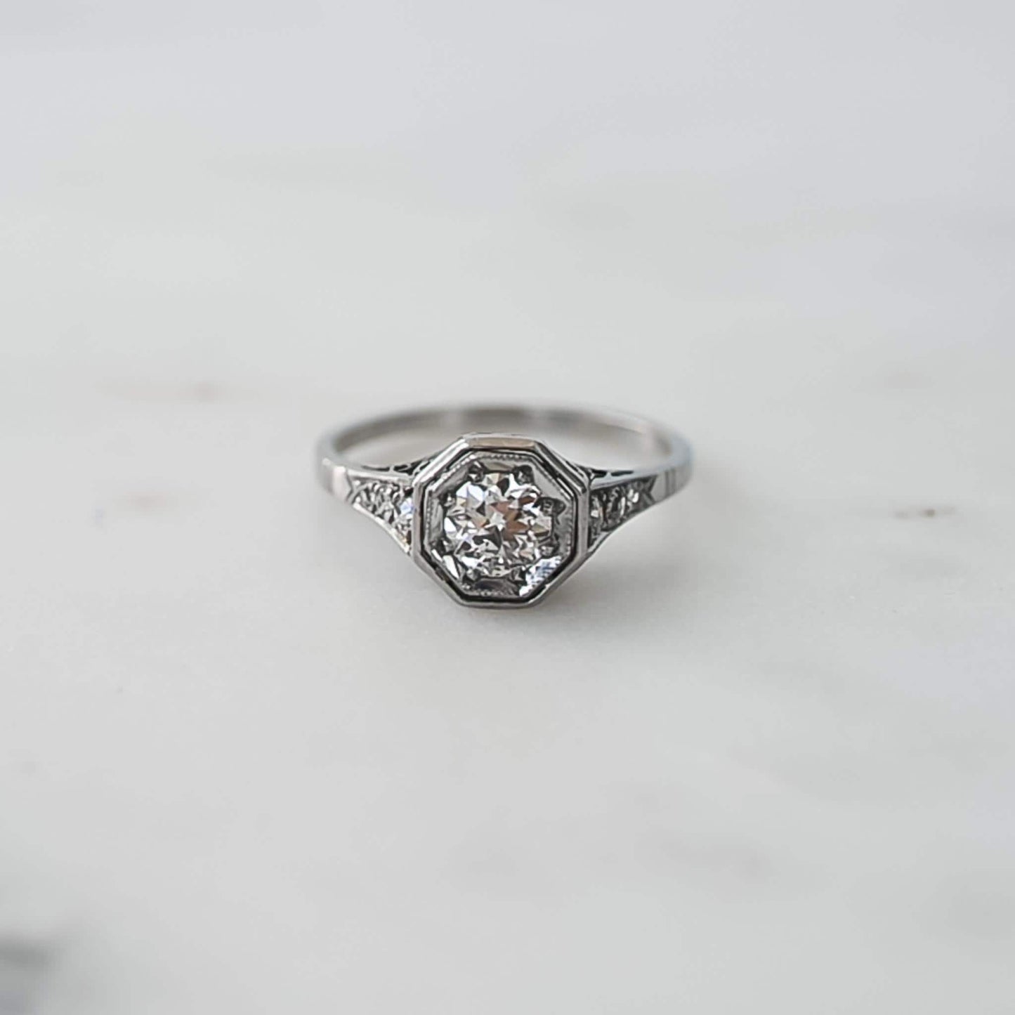 Vintage 1940s Platinum Diamond Engagement Ring
