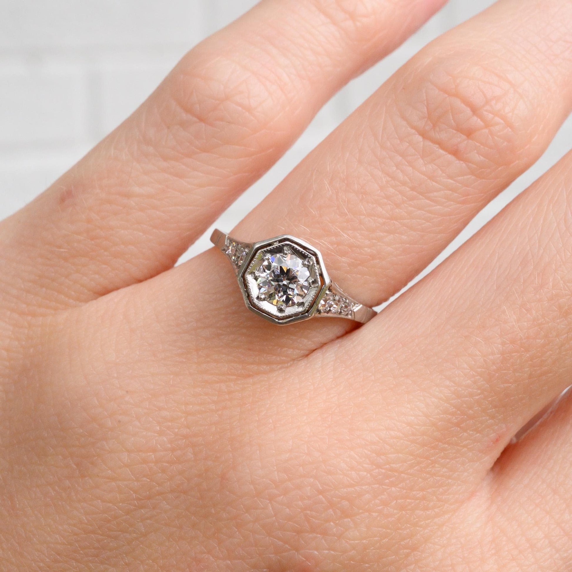 Vintage 1940s Platinum Diamond Engagement Ring