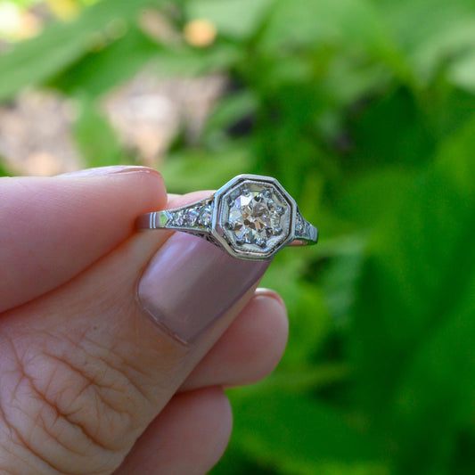 Vintage 1940s Platinum Diamond Engagement Ring