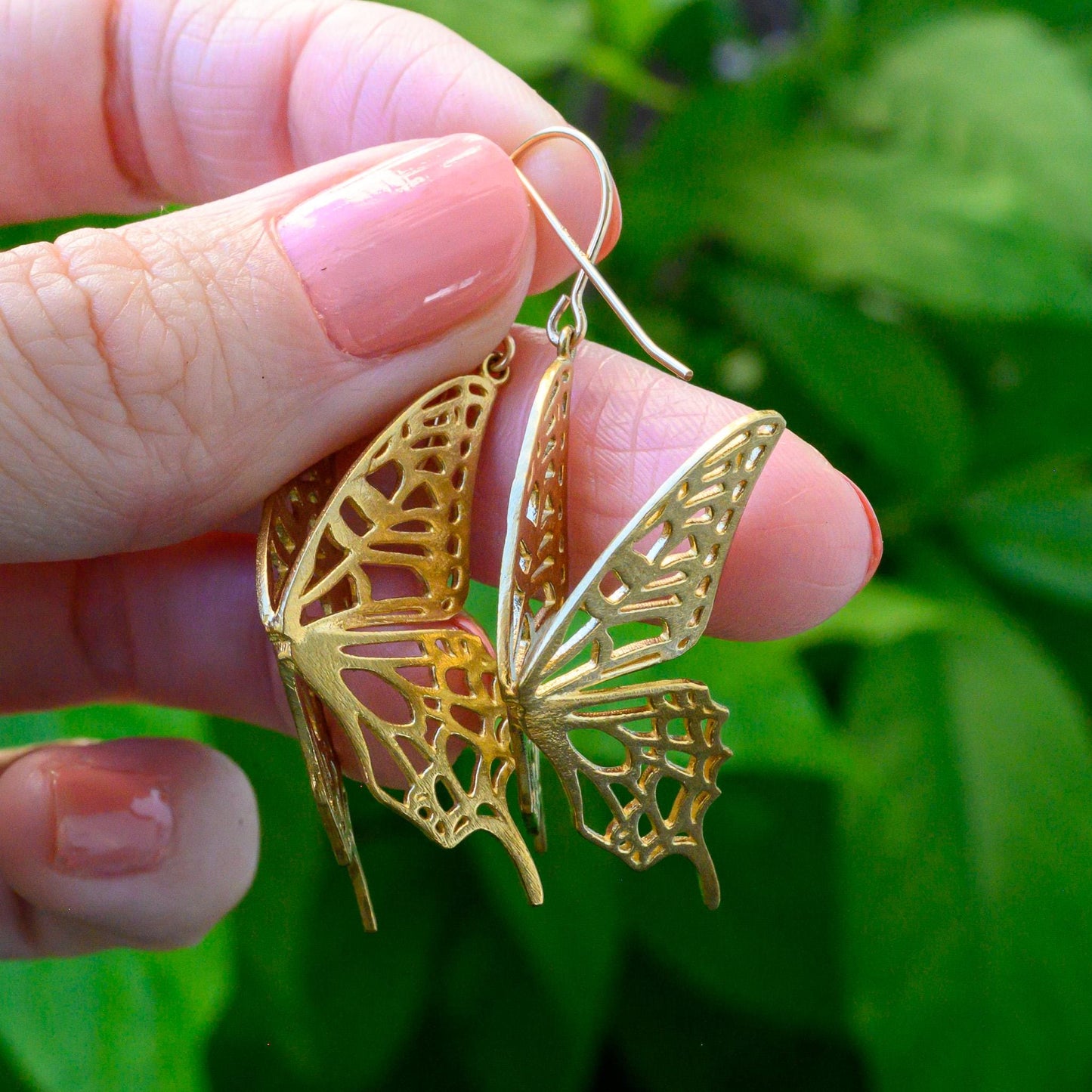 3D Printed Swallowtail Butterfly Earrings: Gold Plated, Golden Brass, or Solid Silver