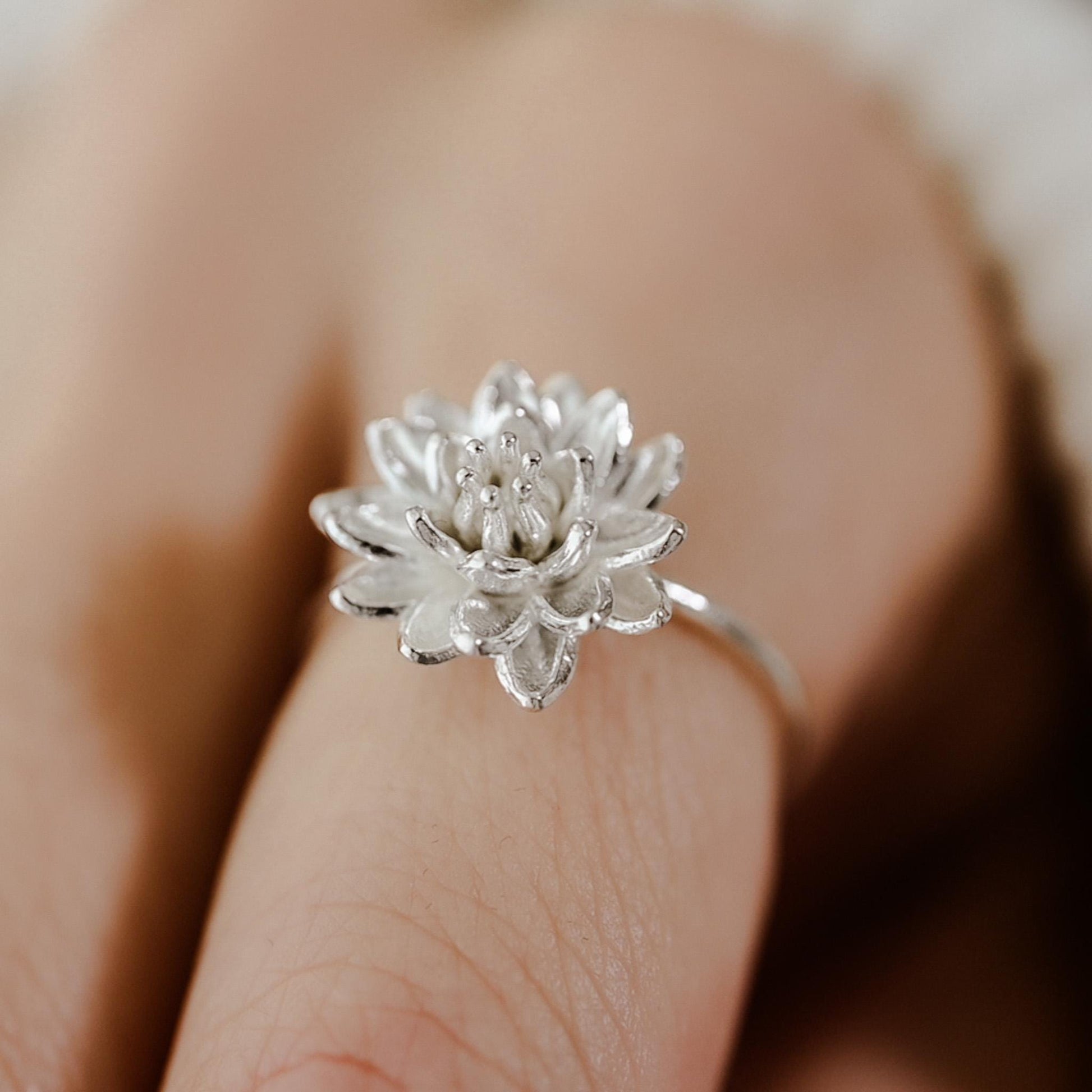 Water Lily Ring: Sterling Silver or Gold Plate