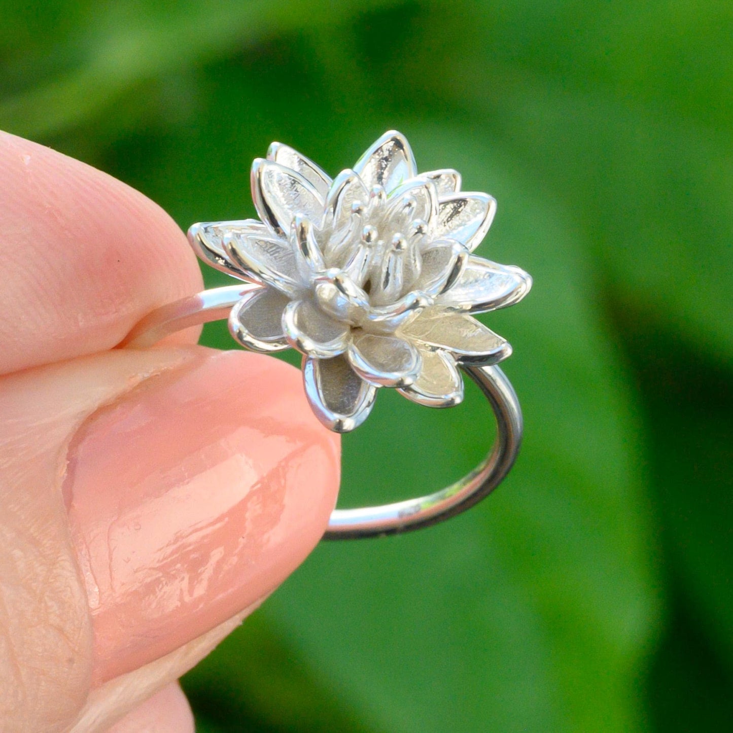 Water Lily Ring: Sterling Silver or Gold Plate