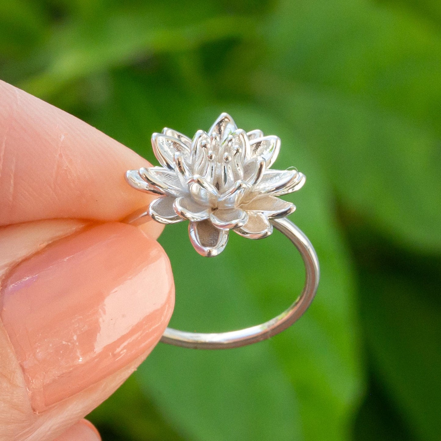 Water Lily Ring: Sterling Silver or Gold Plate