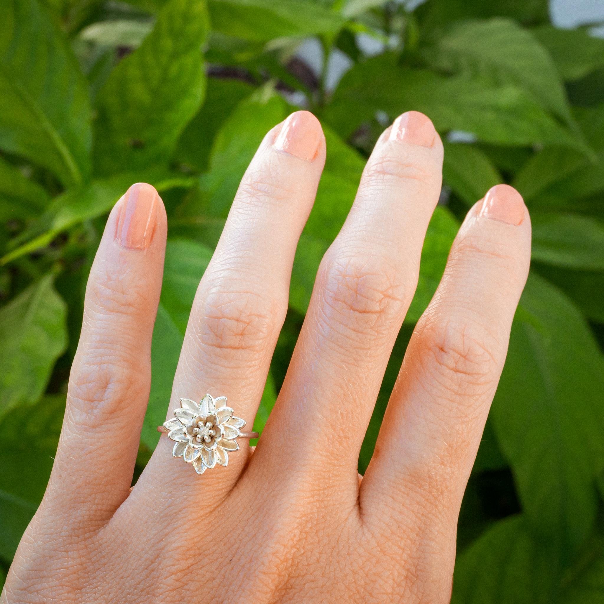 Water Lily Ring: Sterling Silver or Gold Plate