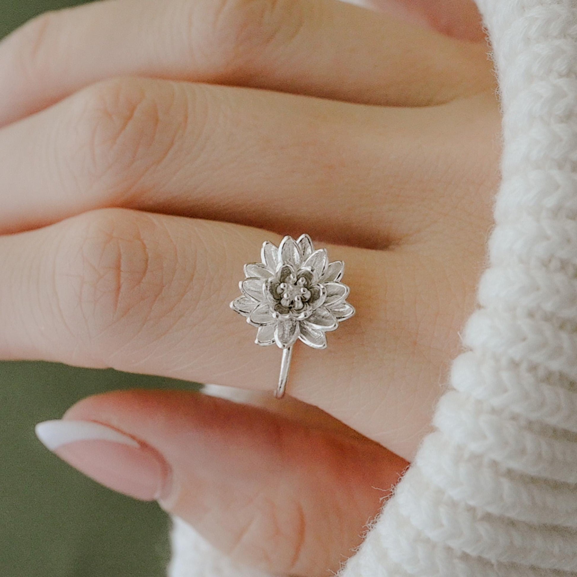 Water Lily Ring: Sterling Silver or Gold Plate