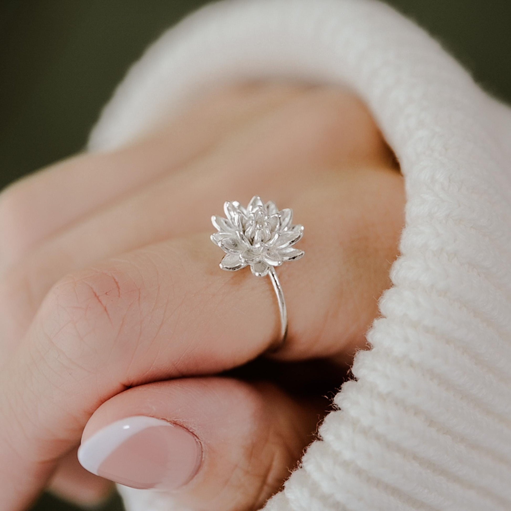 Water Lily Ring: Sterling Silver or Gold Plate