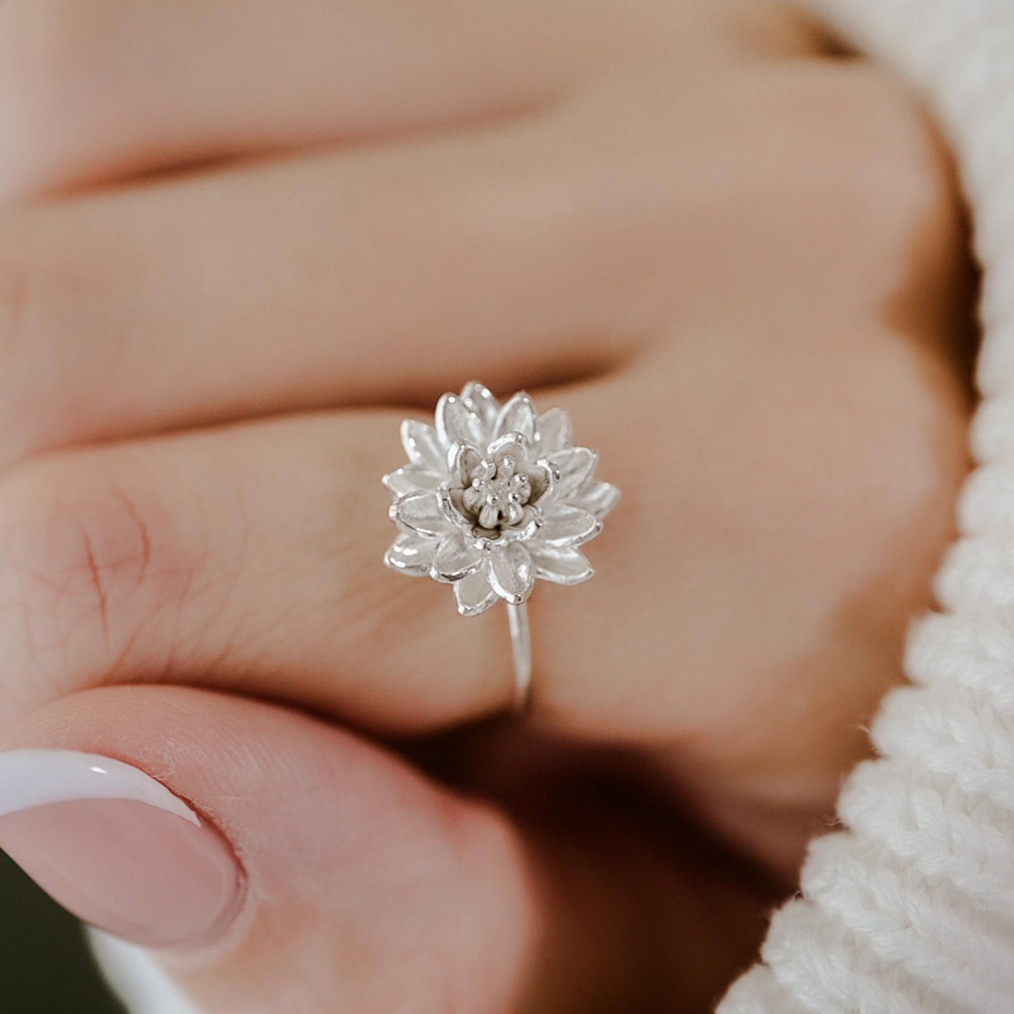 Water Lily Ring: Sterling Silver or Gold Plate