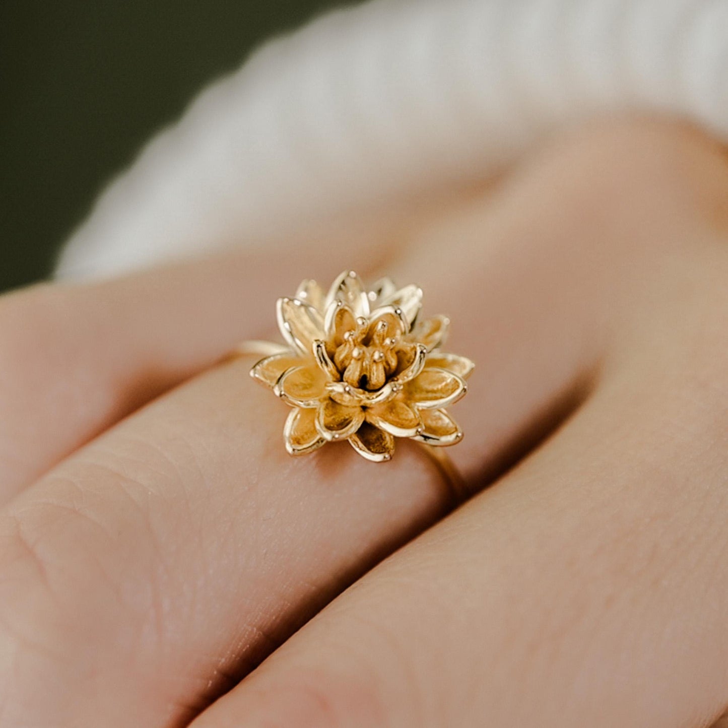 Water Lily Ring: Sterling Silver or Gold Plate