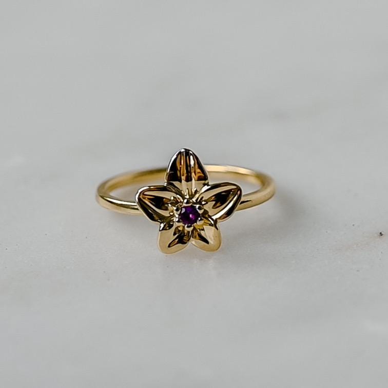 Amethyst Violet Ring, 2mm Birthstone