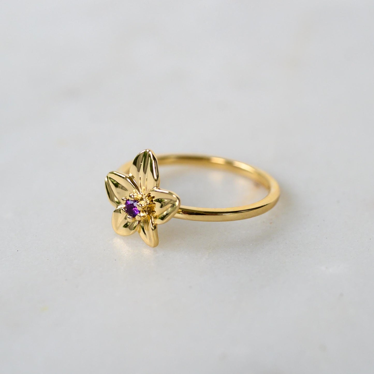 Amethyst Violet Ring, 2mm Birthstone