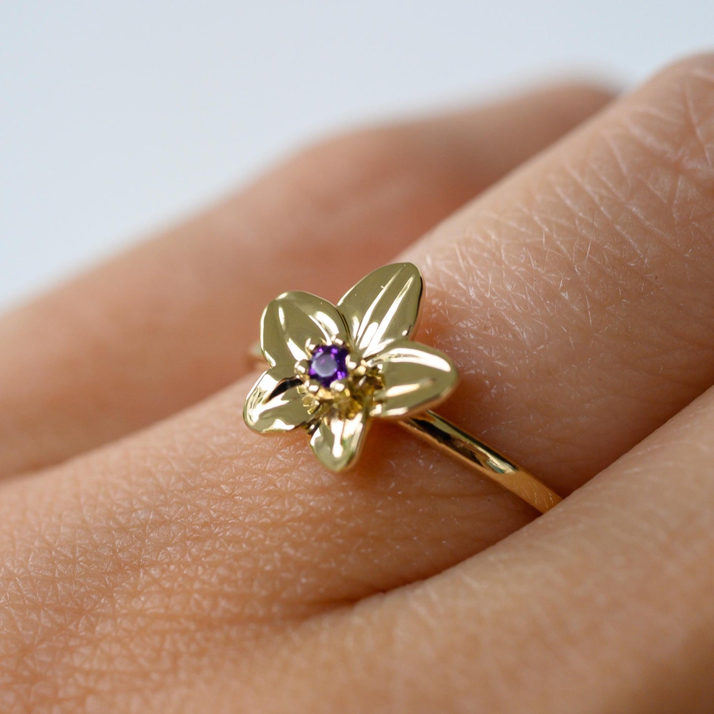 Amethyst Violet Ring, 2mm Birthstone