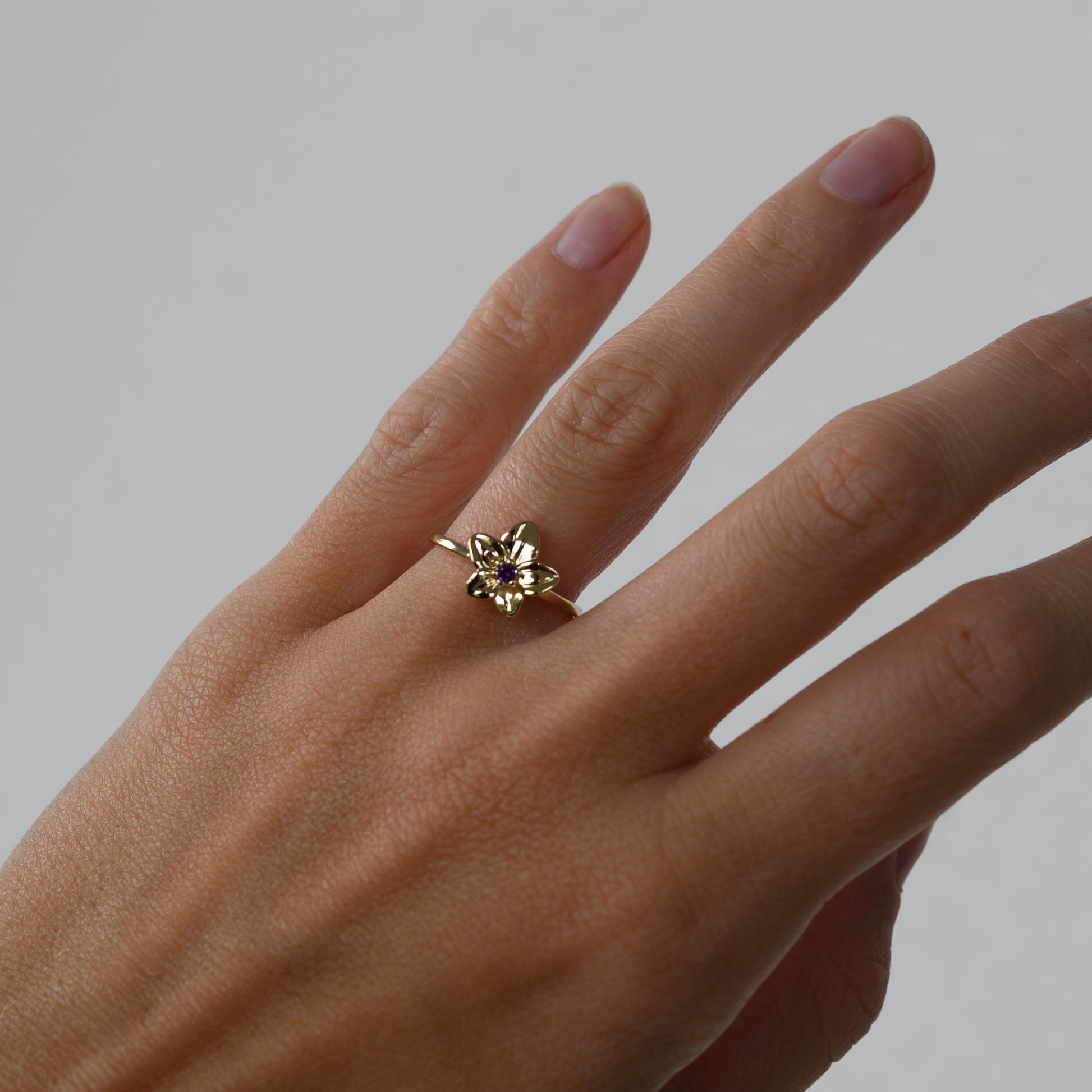 Amethyst Violet Ring, 2mm Birthstone