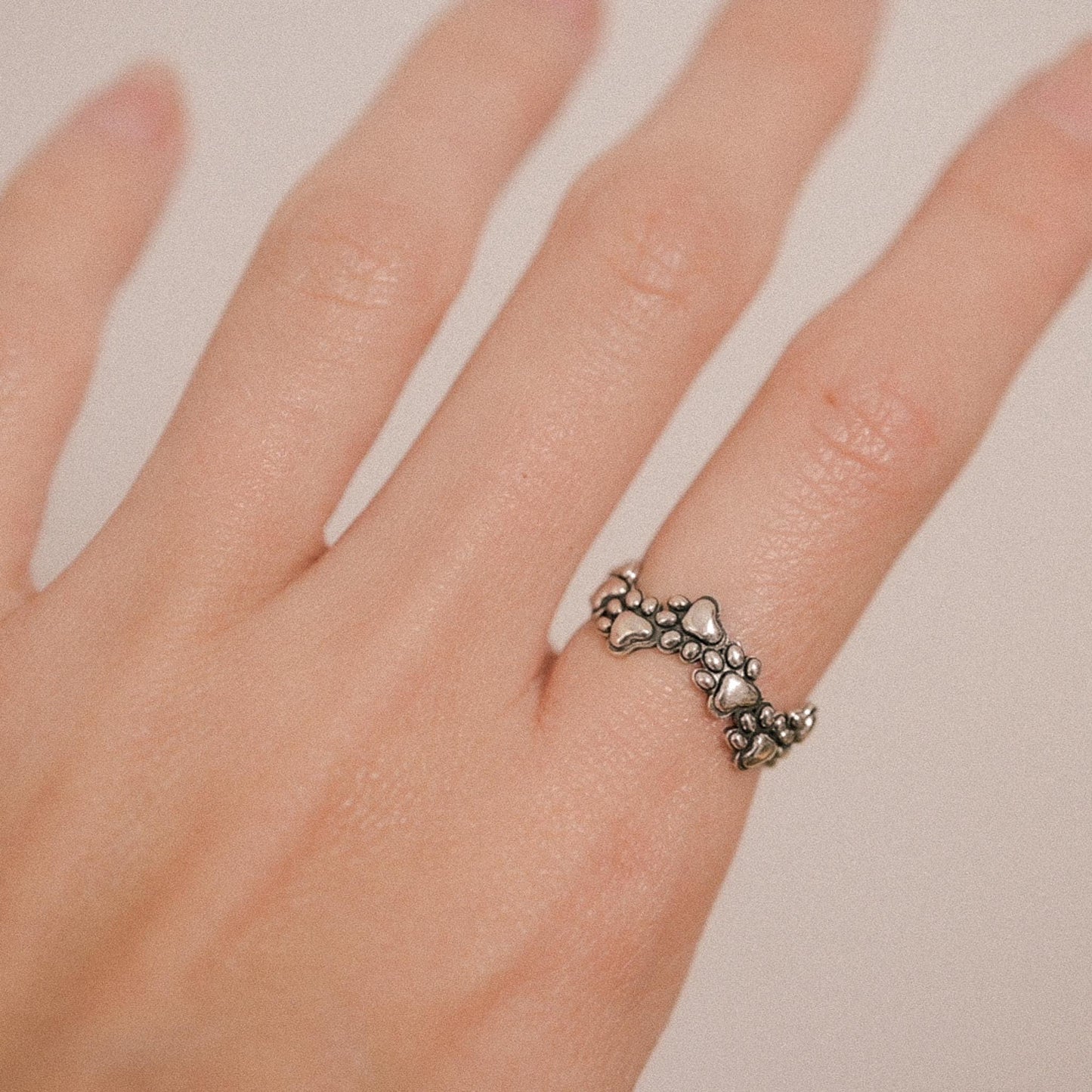 Antiqued Sterling Silver Pet Paw Ring - Stacking Ring Jewelry, Size 6