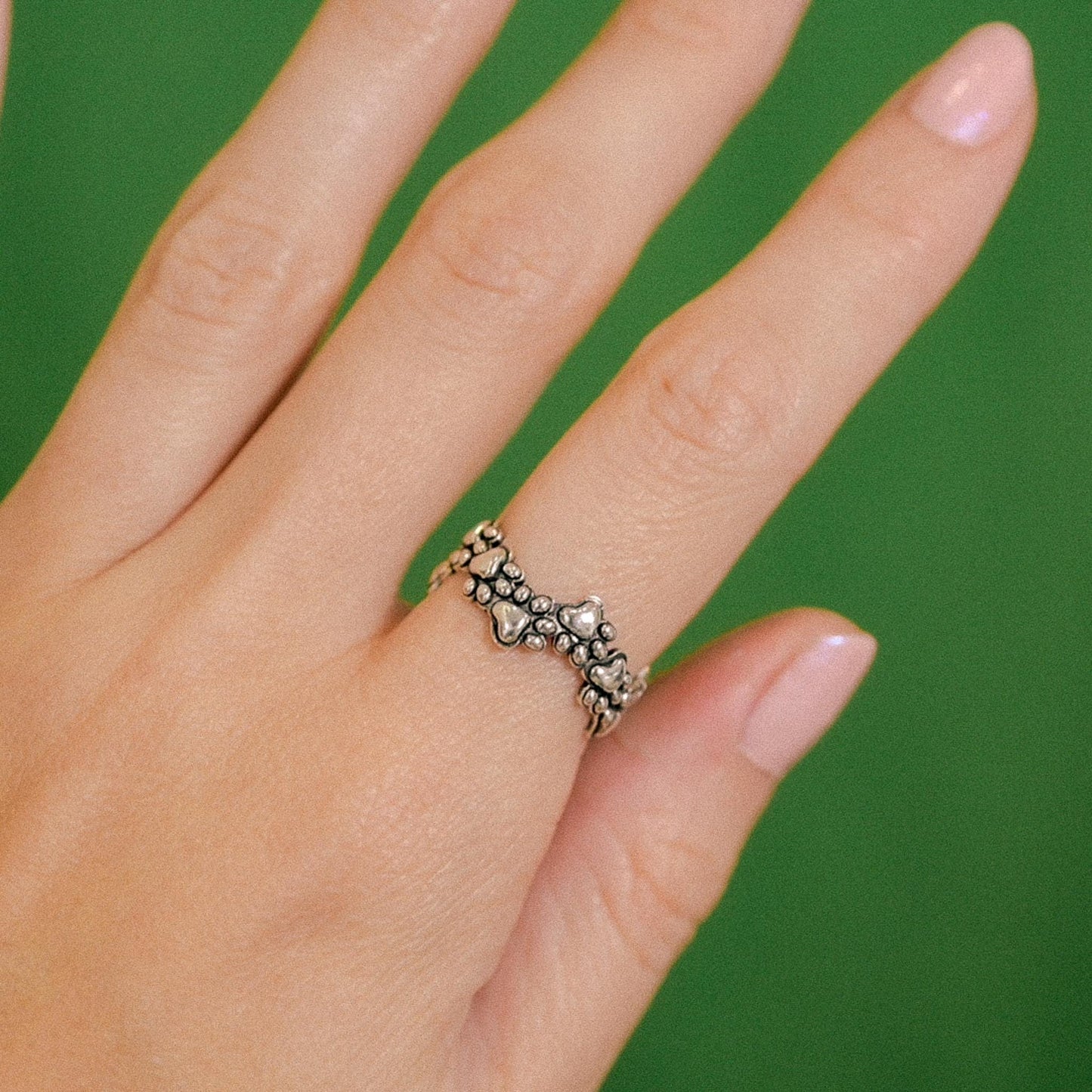 Antiqued Sterling Silver Pet Paw Ring - Stacking Ring Jewelry, Size 6