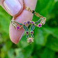 14k Gold Enamel Uterus Pendant