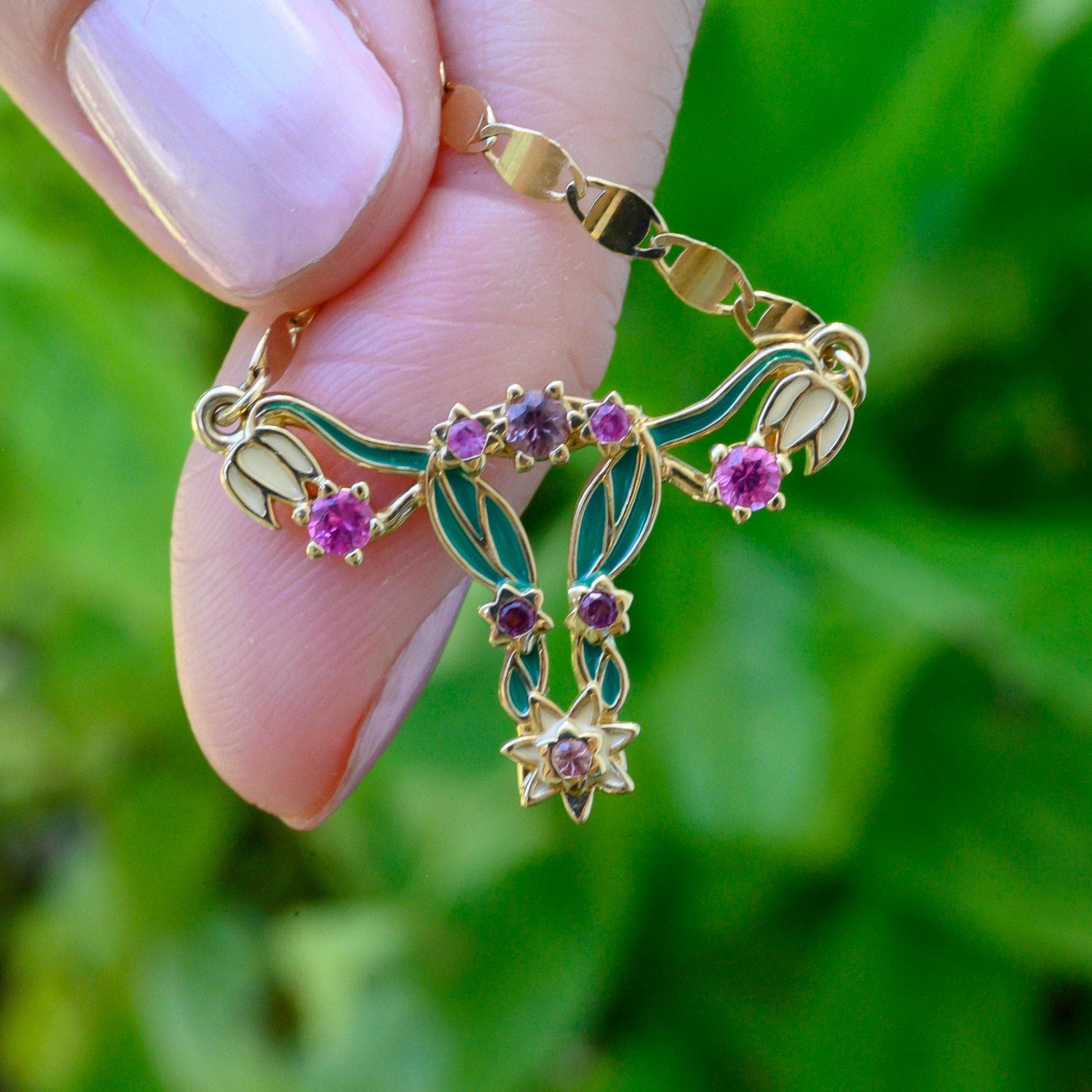 14k Gold Enamel Uterus Pendant