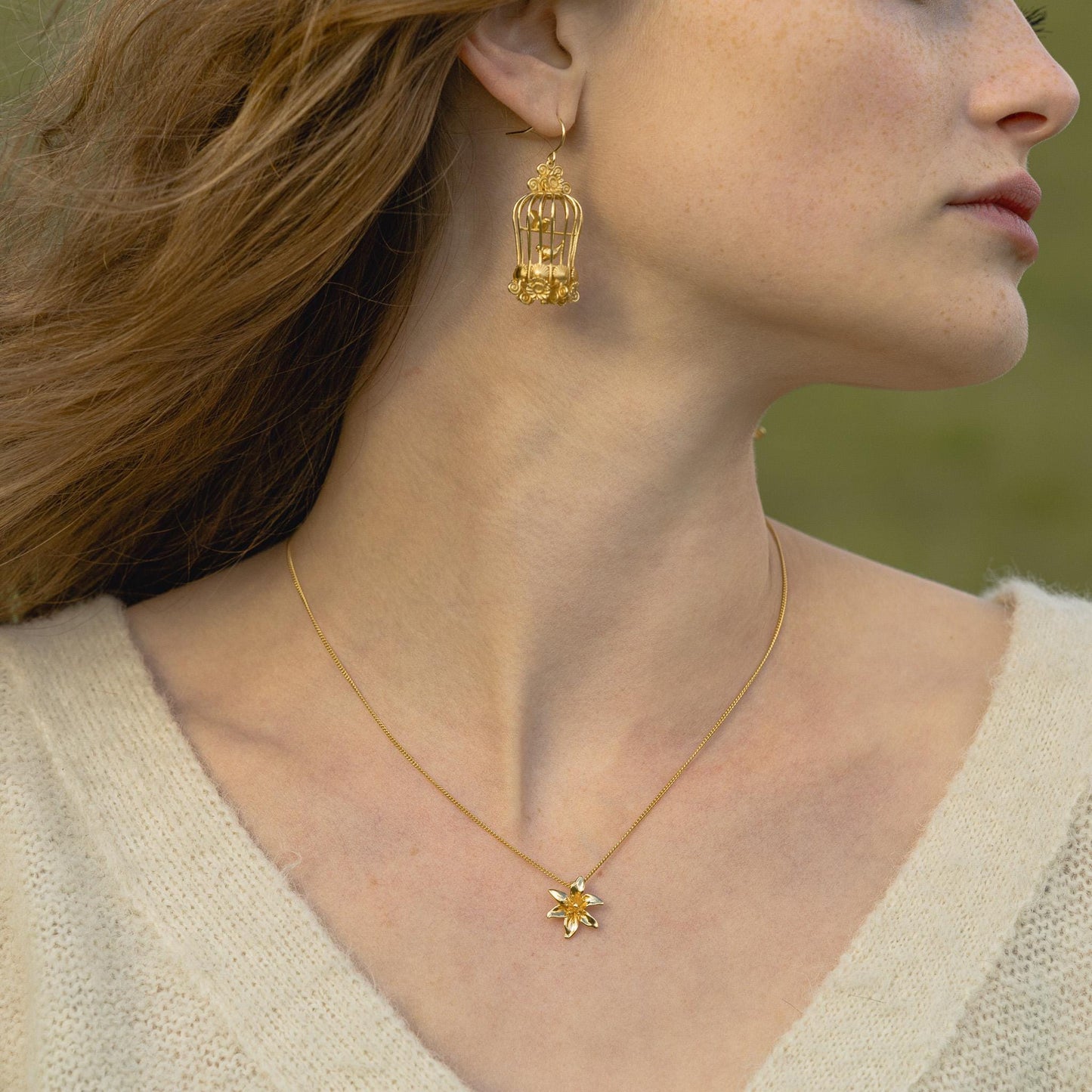 Lily Pendant Necklace: 3D Printed Floral Jewelry, Gold Plate, Silver, Vermeil