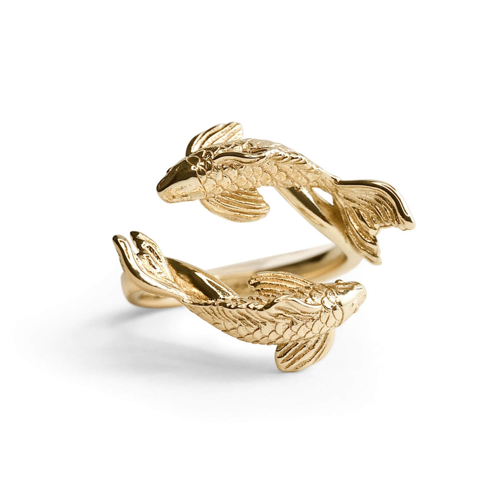 Koi Fish Ring: 3D Printed Sterling Silver Adjustable Band