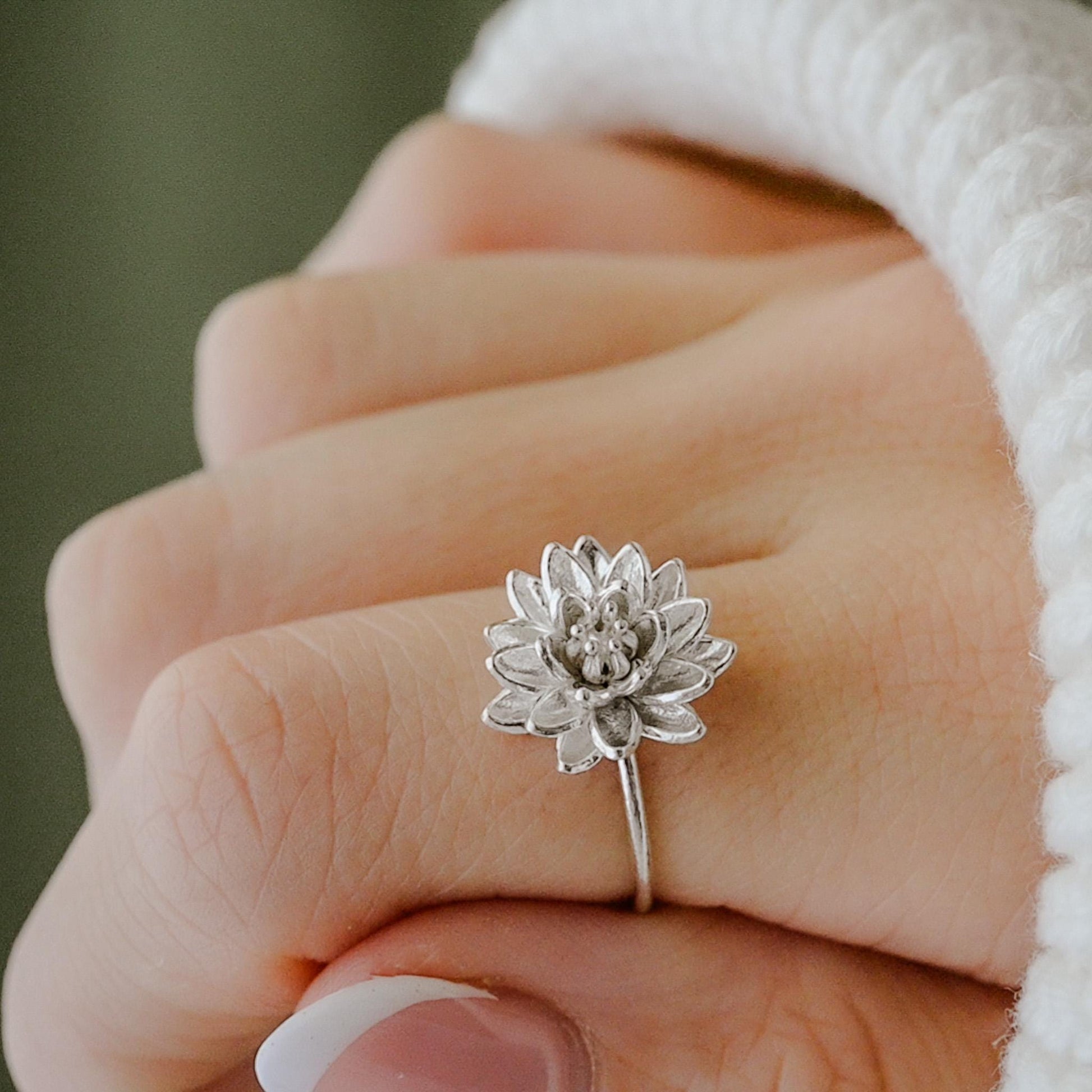 Water Lily Ring: Sterling Silver or Gold Plate