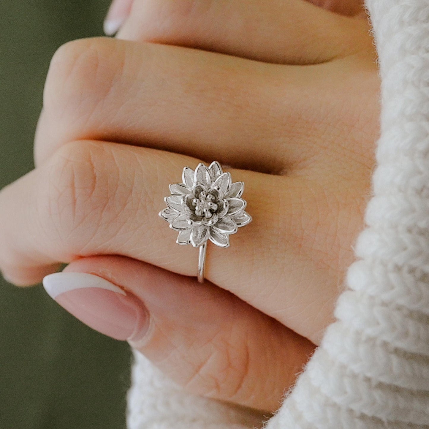 Water Lily Ring: Sterling Silver or Gold Plate