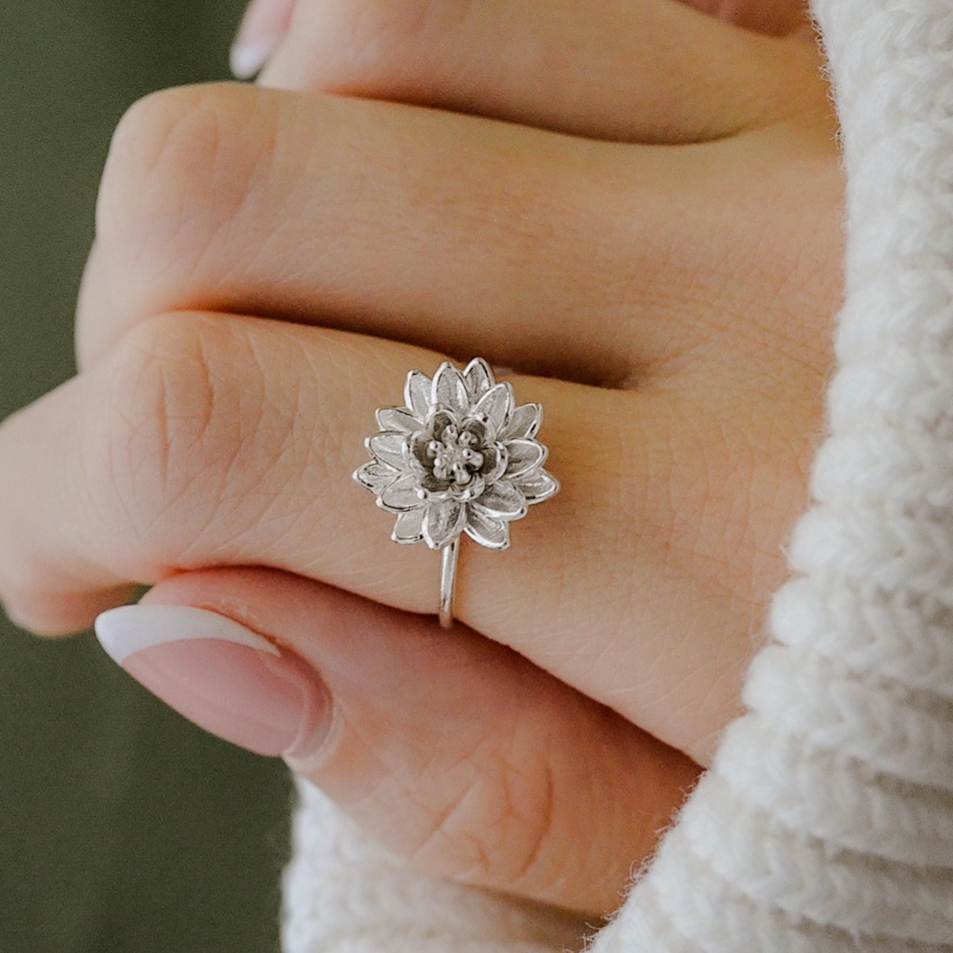 Water Lily Ring: Sterling Silver or Gold Plate