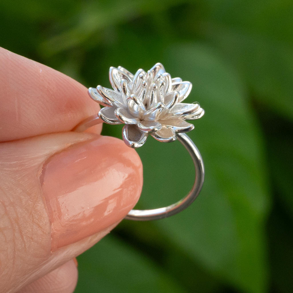 Water Lily Ring: Sterling Silver or Gold Plate