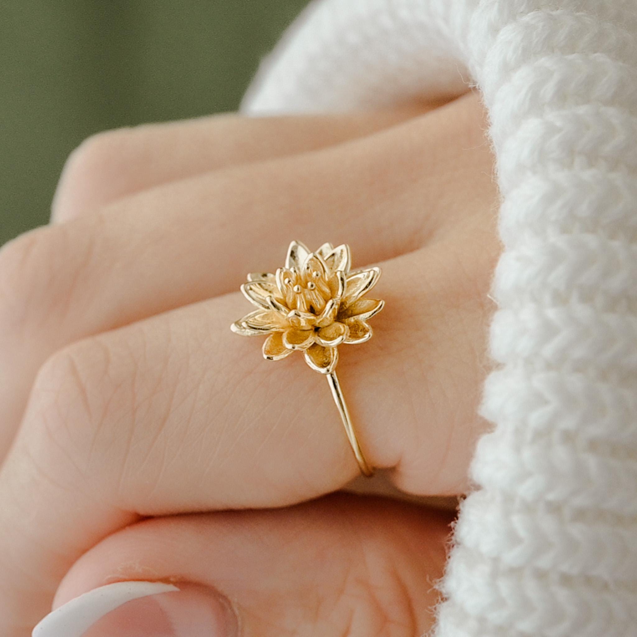 Water Lily Ring: Sterling Silver or Gold Plate