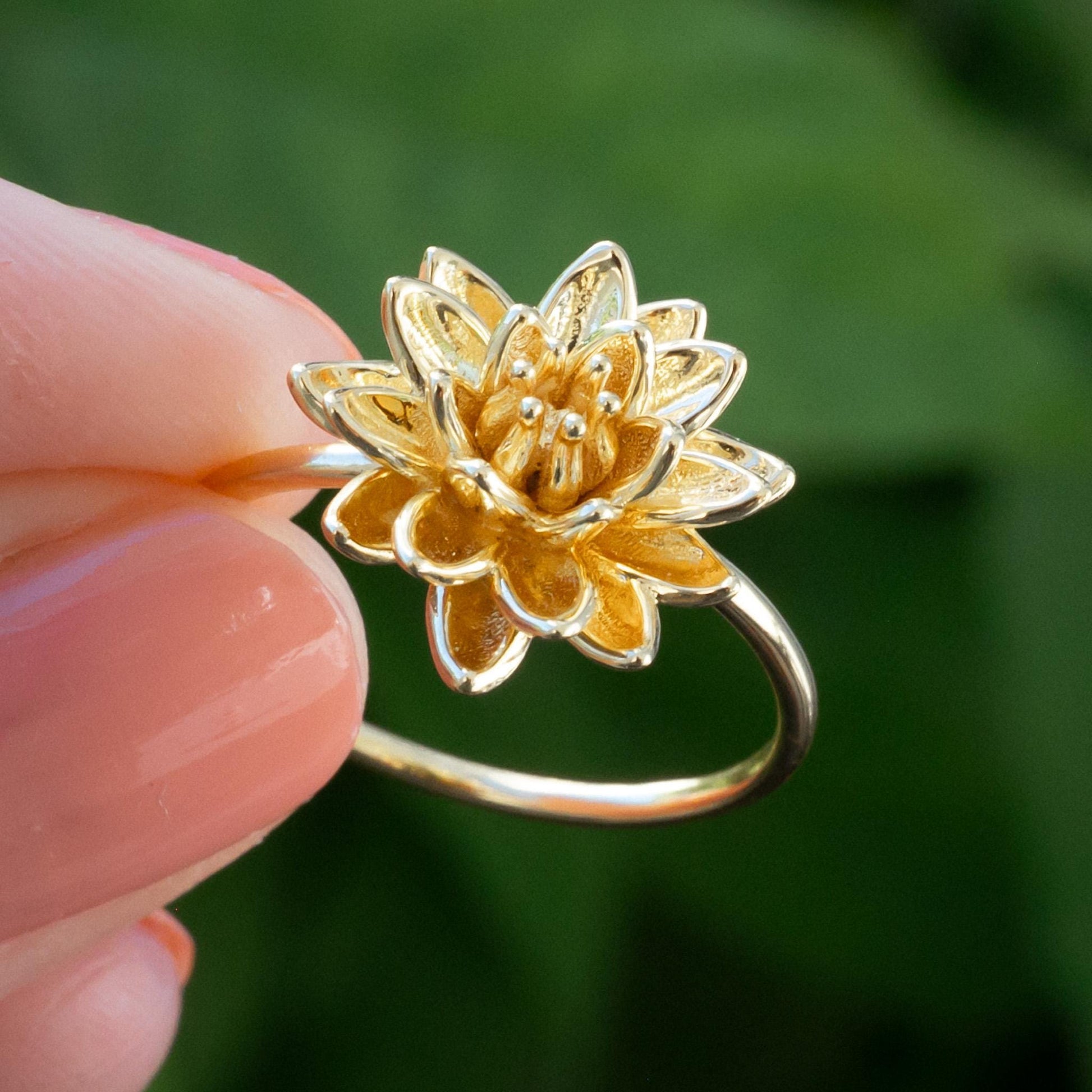 Water Lily Ring: Sterling Silver or Gold Plate