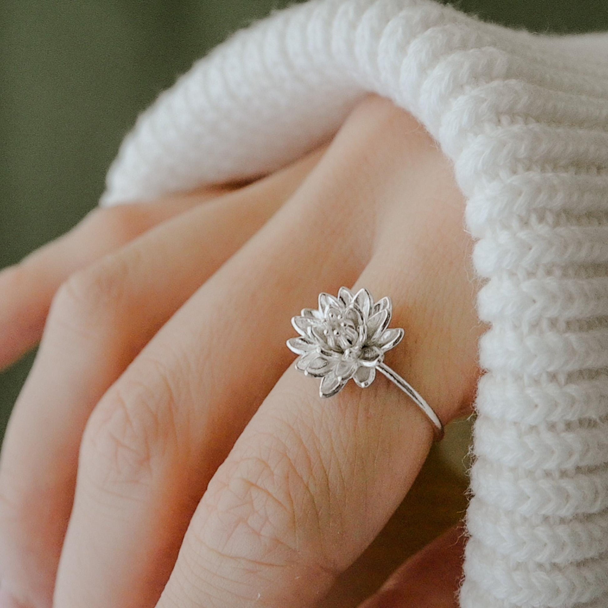 Water Lily Ring: Sterling Silver or Gold Plate