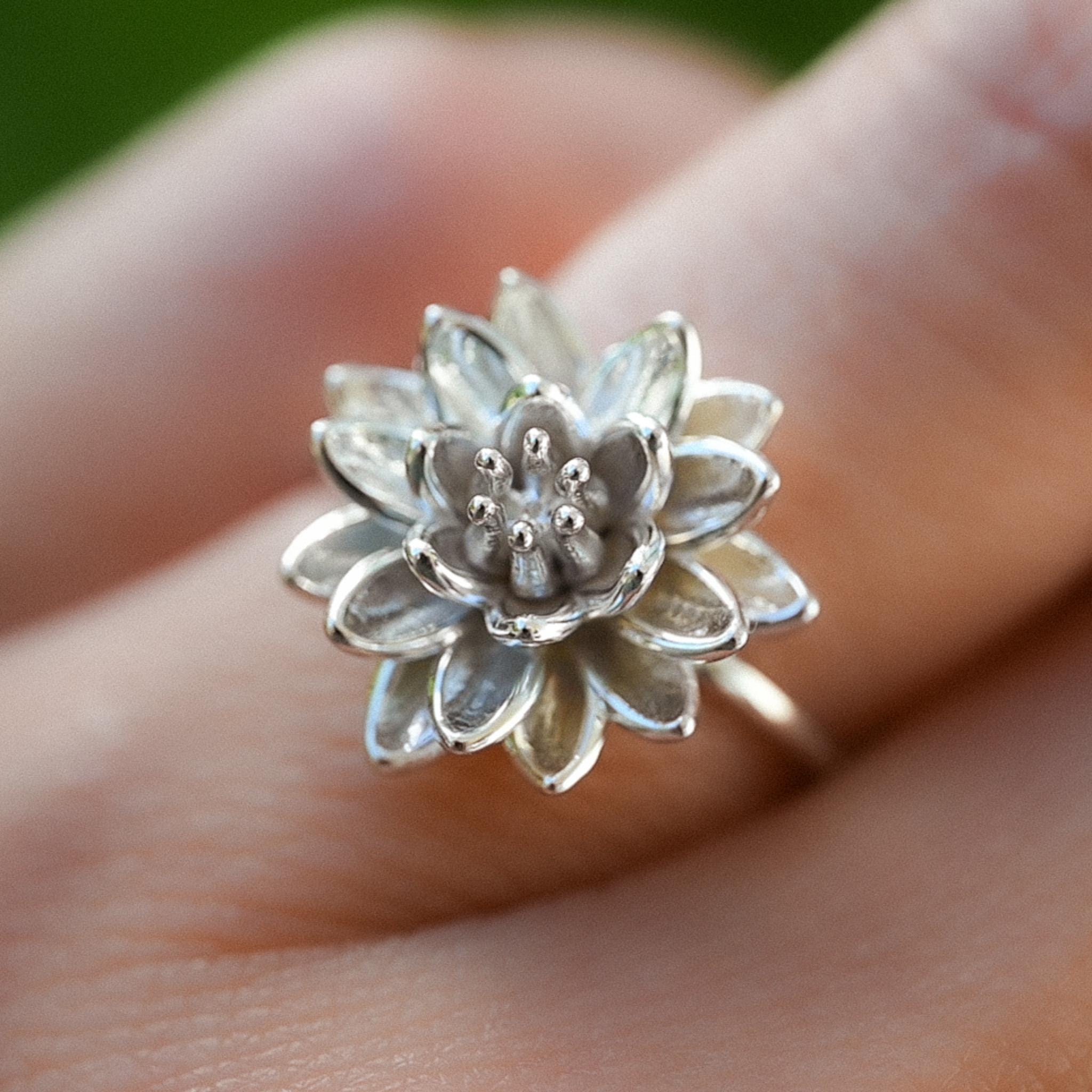 Water Lily Ring: Sterling Silver or Gold Plate