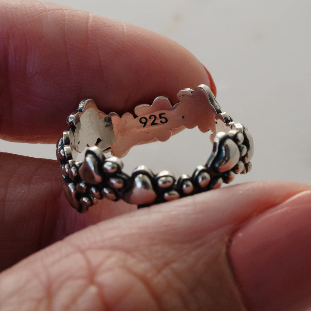 Antiqued Sterling Silver Pet Paw Ring - Stacking Ring Jewelry, Size 6