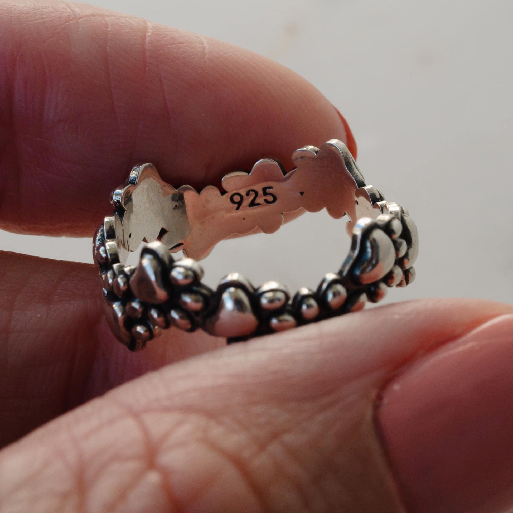 Antiqued Sterling Silver Pet Paw Ring - Stacking Ring Jewelry, Size 6