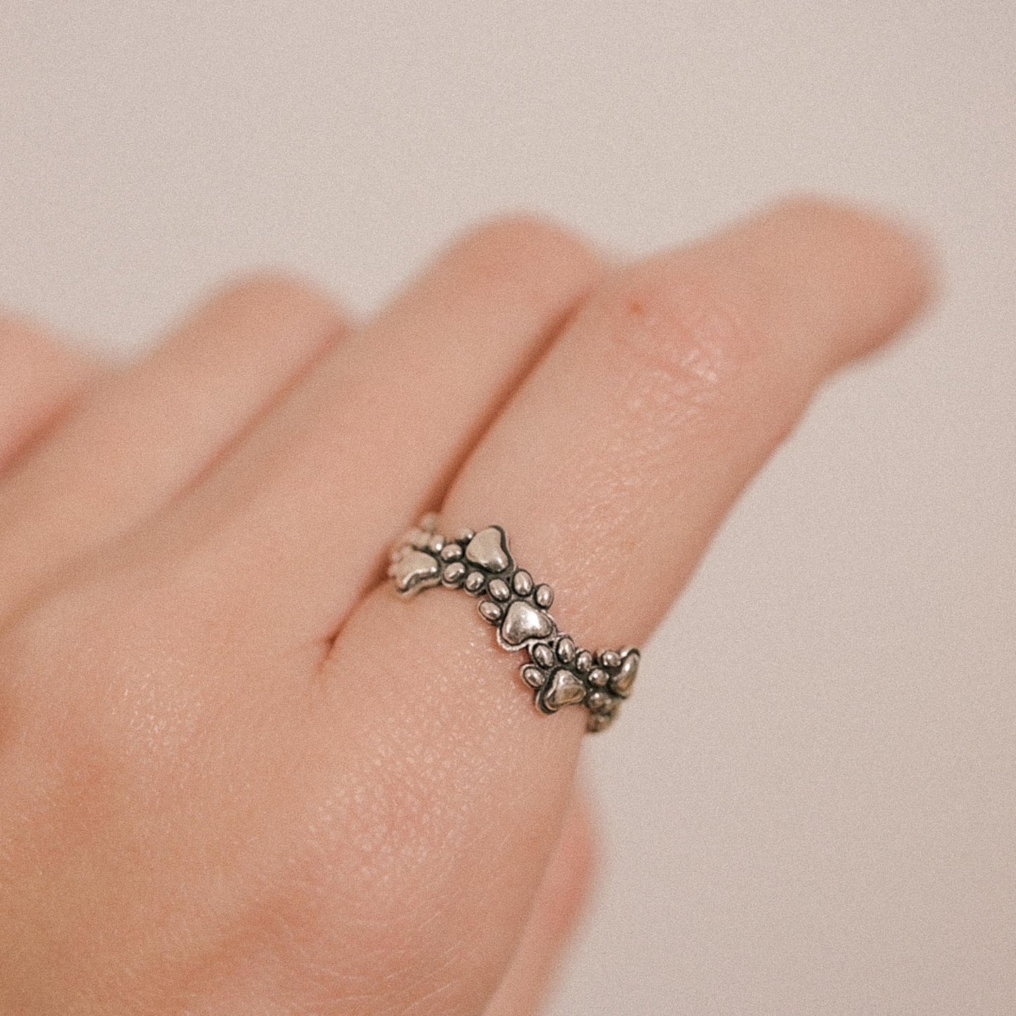 Antiqued Sterling Silver Pet Paw Ring - Stacking Ring Jewelry, Size 6